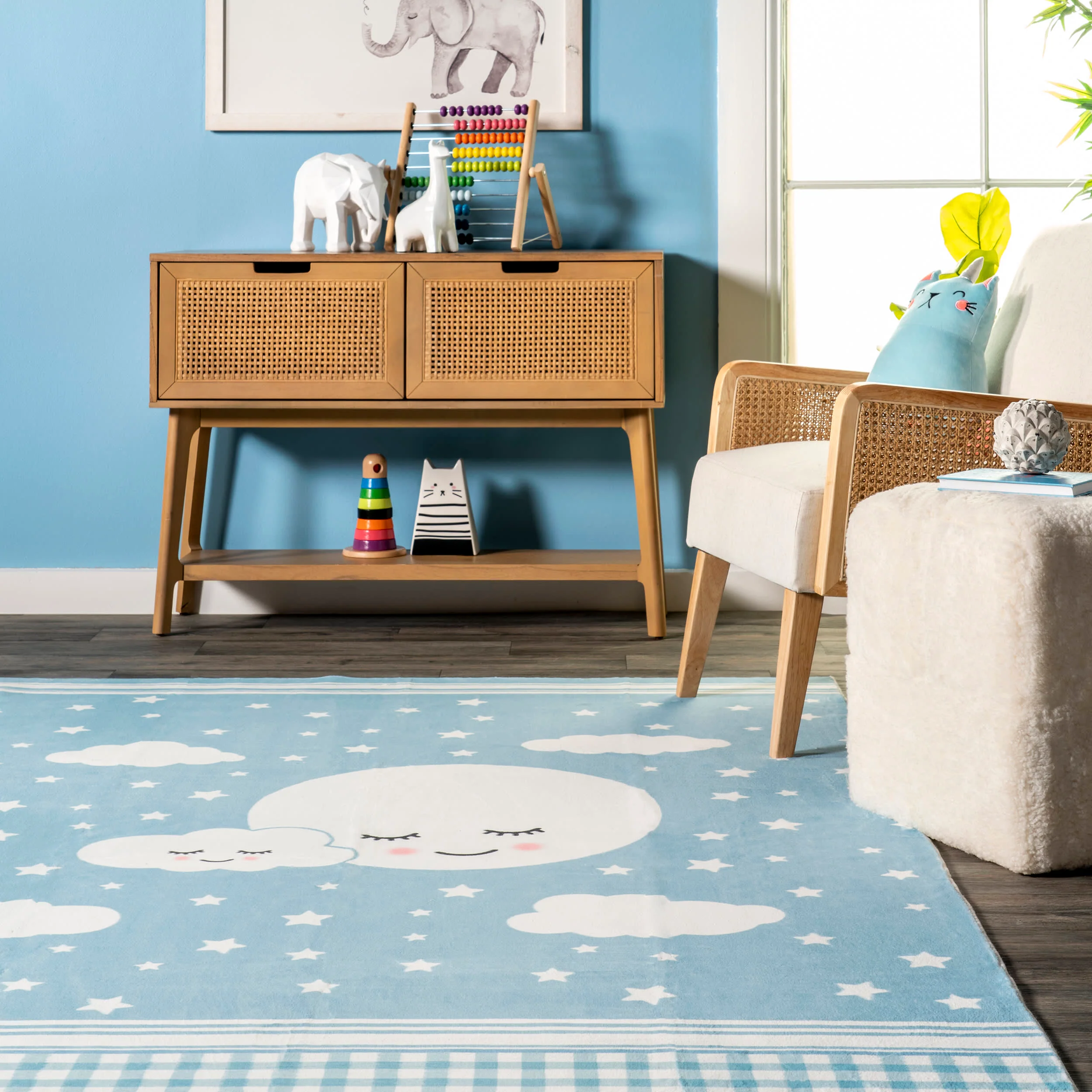 Tamar Kids Washable Sweet Dreams Rug | Blue - Image 4