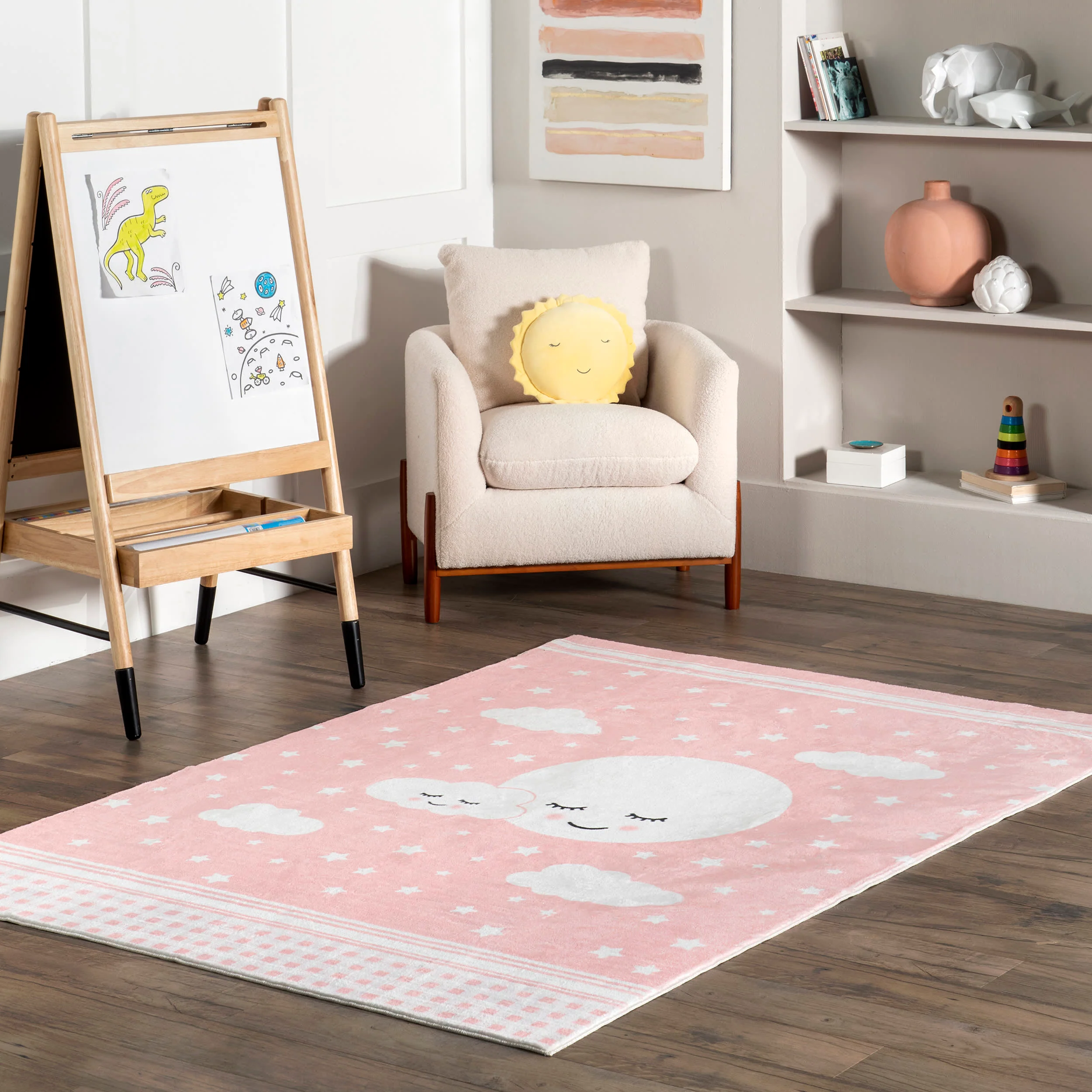Tamar Kids Washable Sweet Dreams Rug | Pink - Image 2