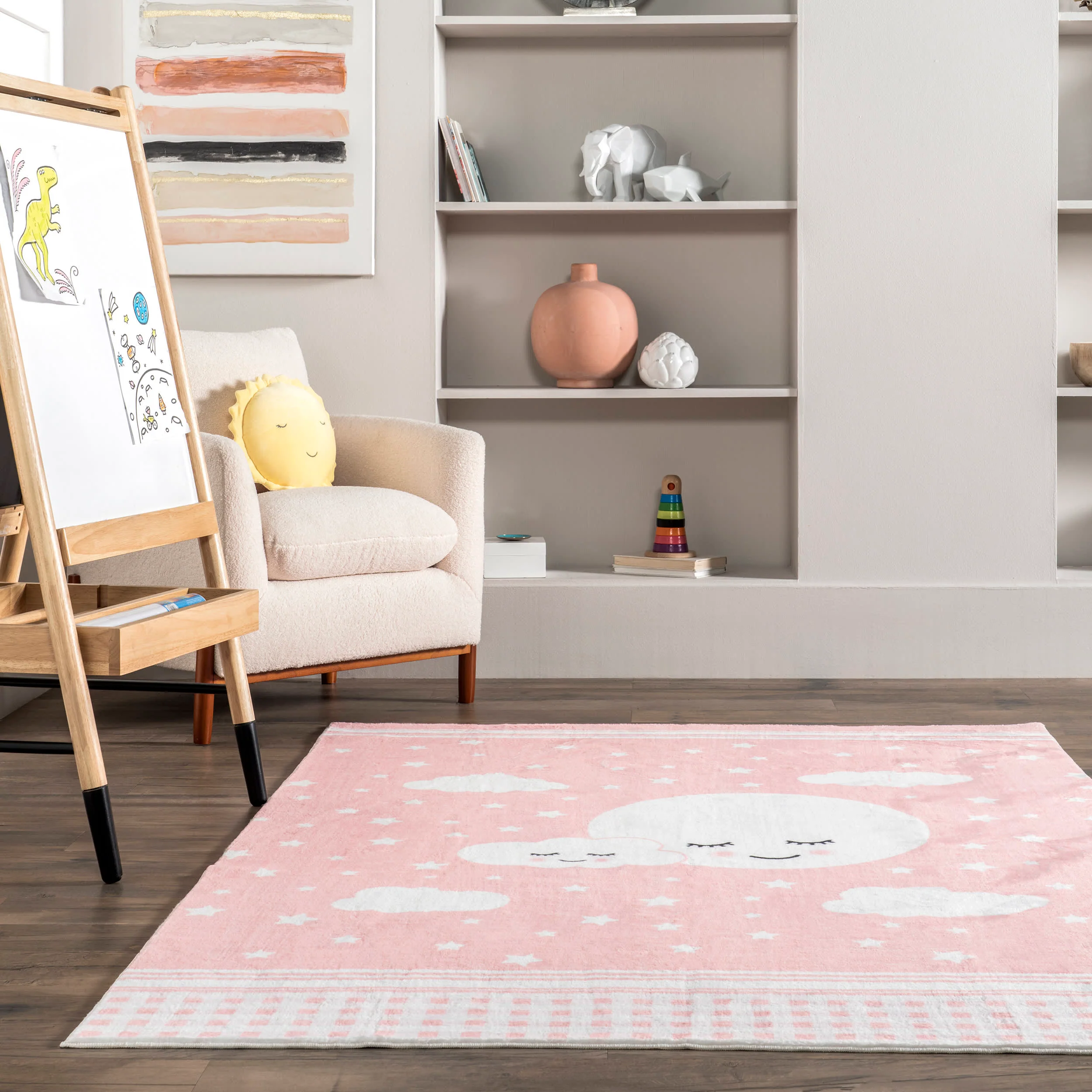 Tamar Kids Washable Sweet Dreams Rug | Pink - Image 4