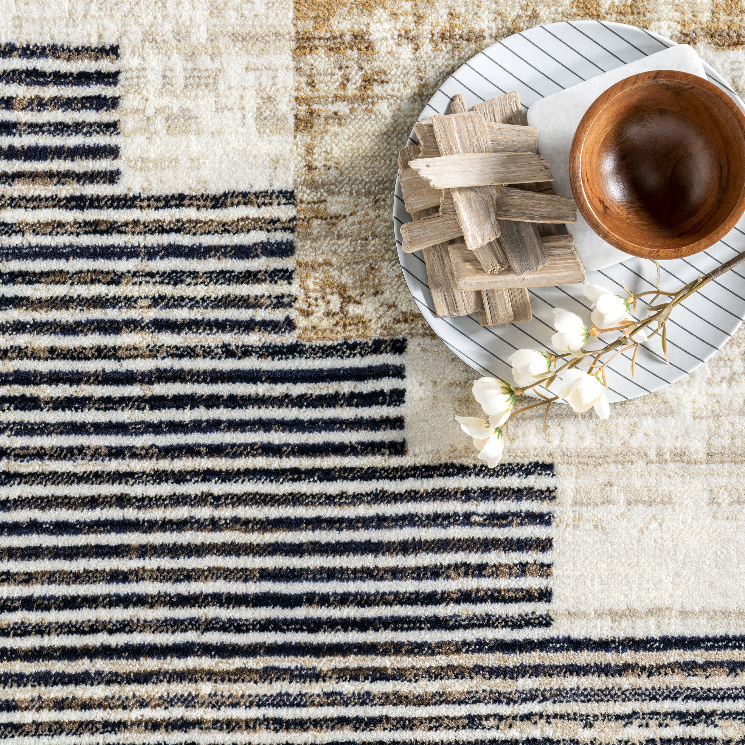 Tani Vintage Blocks Rug | Navy - Image 2