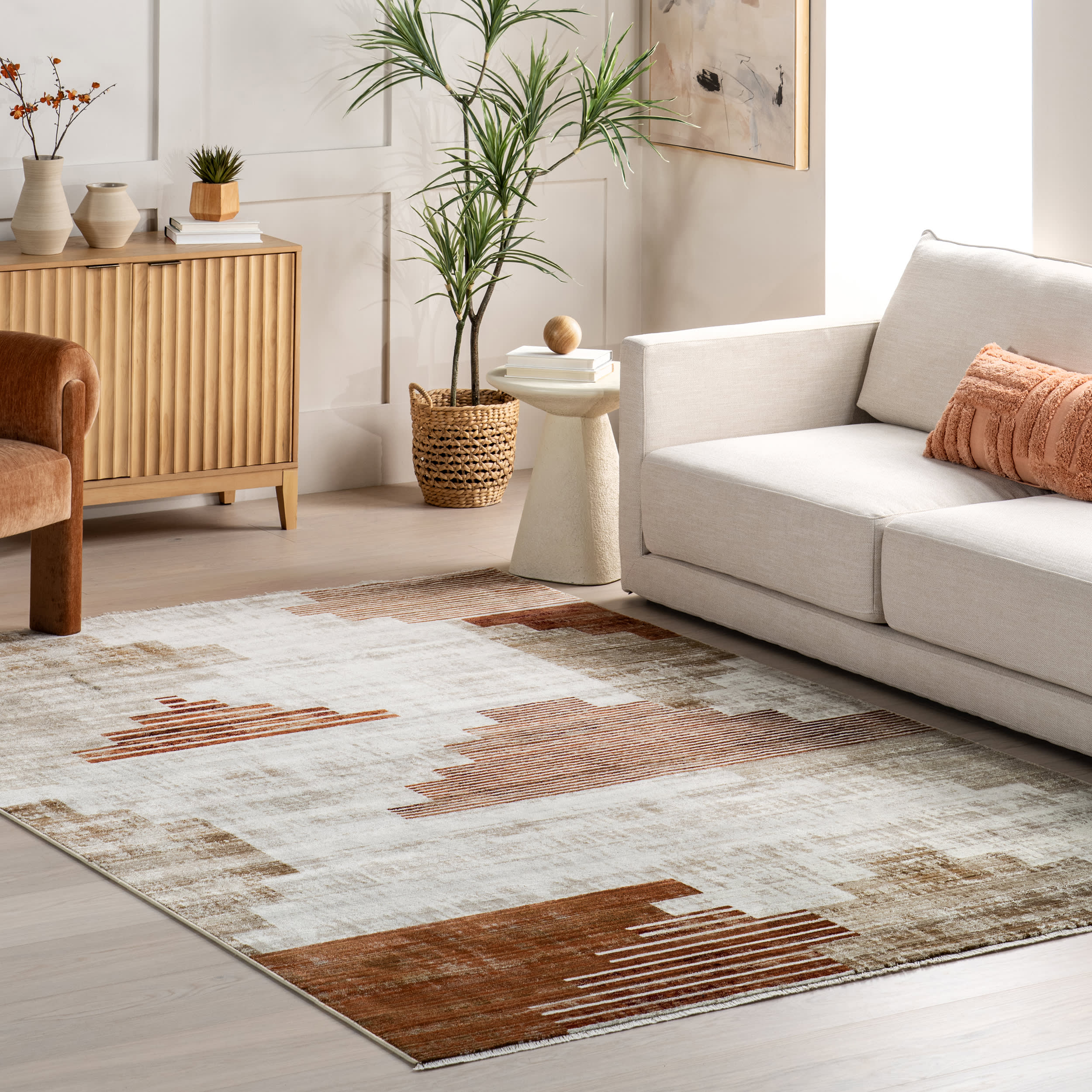 Tani Vintage Blocks Rug | Rust - Image 2