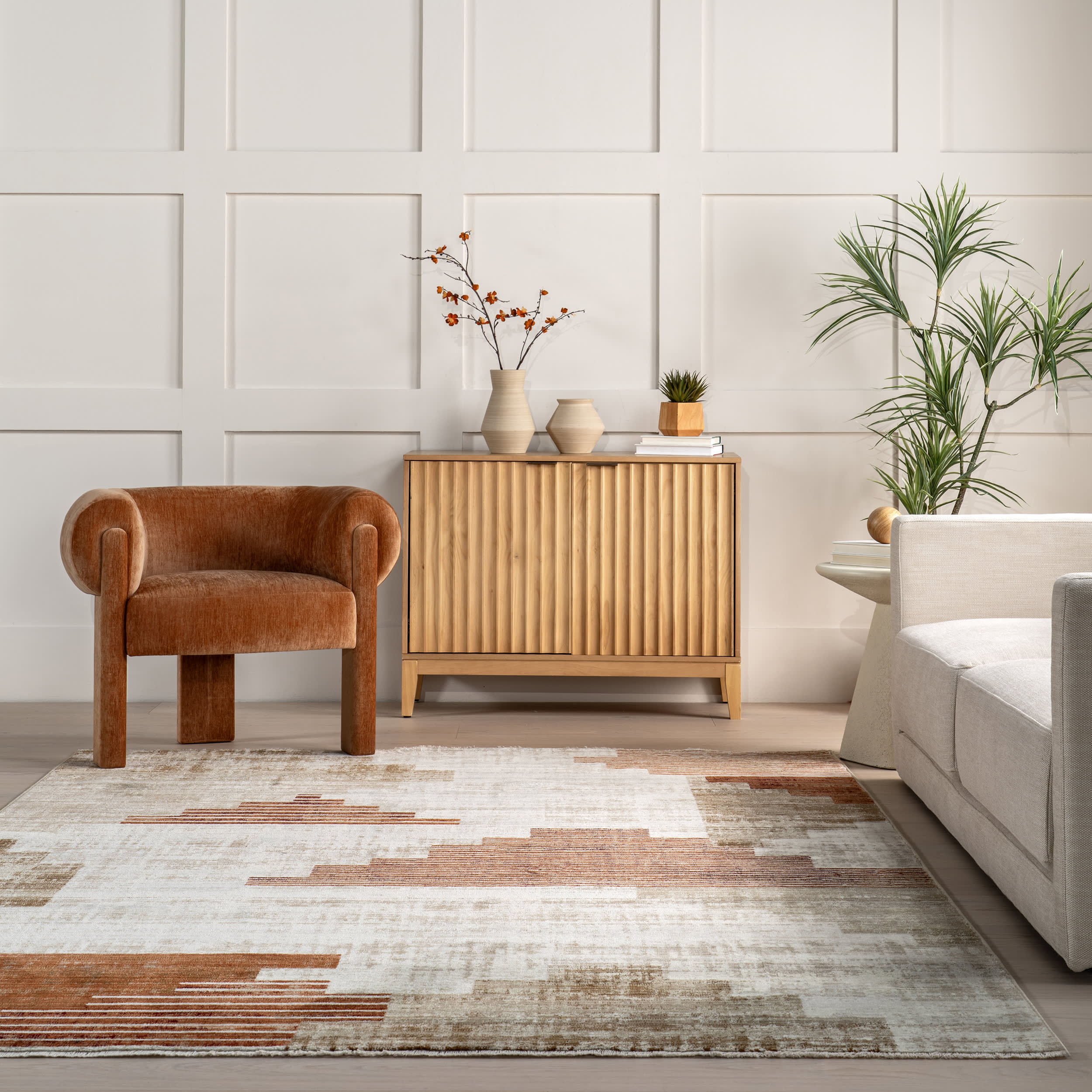 Tani Vintage Blocks Rug | Rust - Image 4