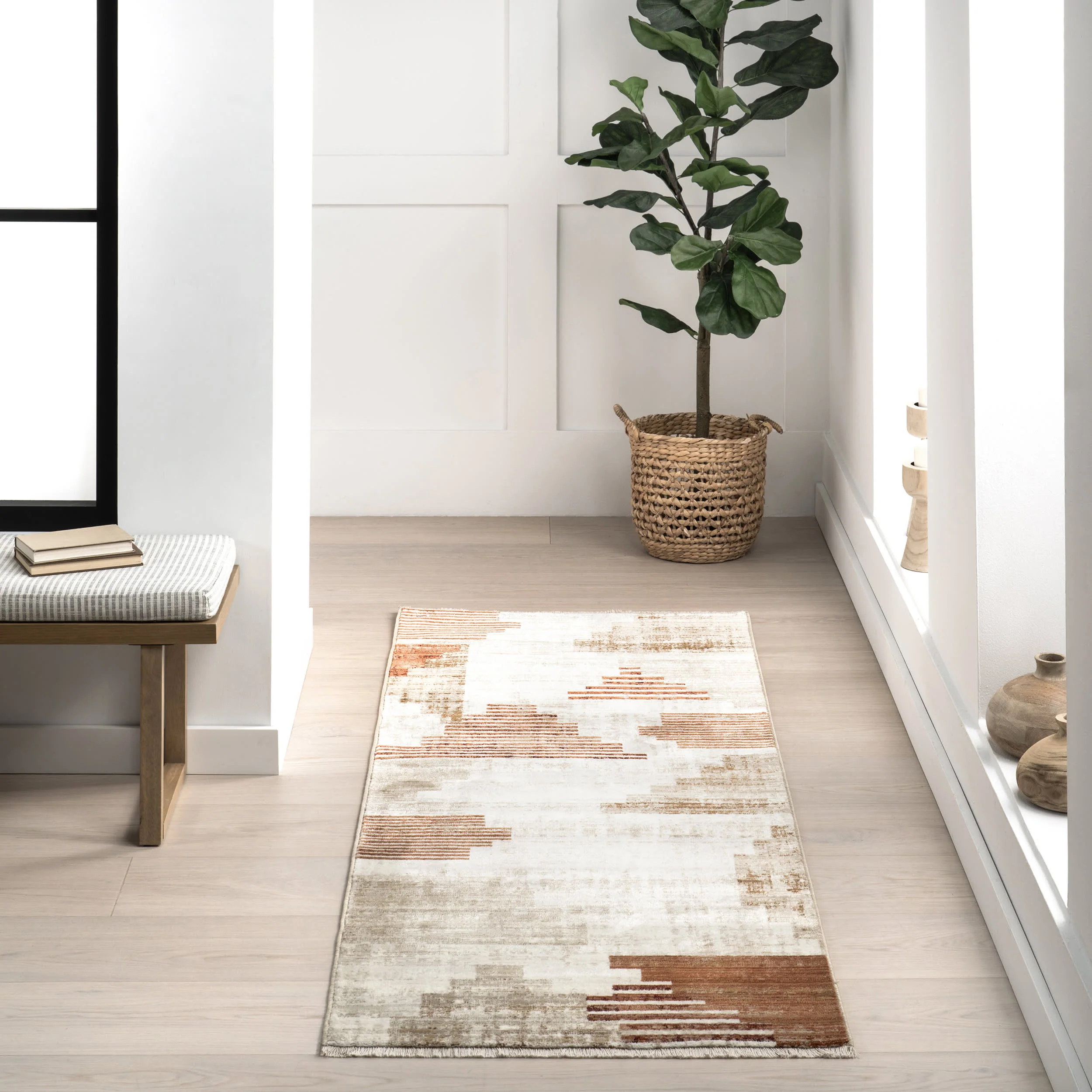 Tani Vintage Blocks Rug | Rust - Image 2