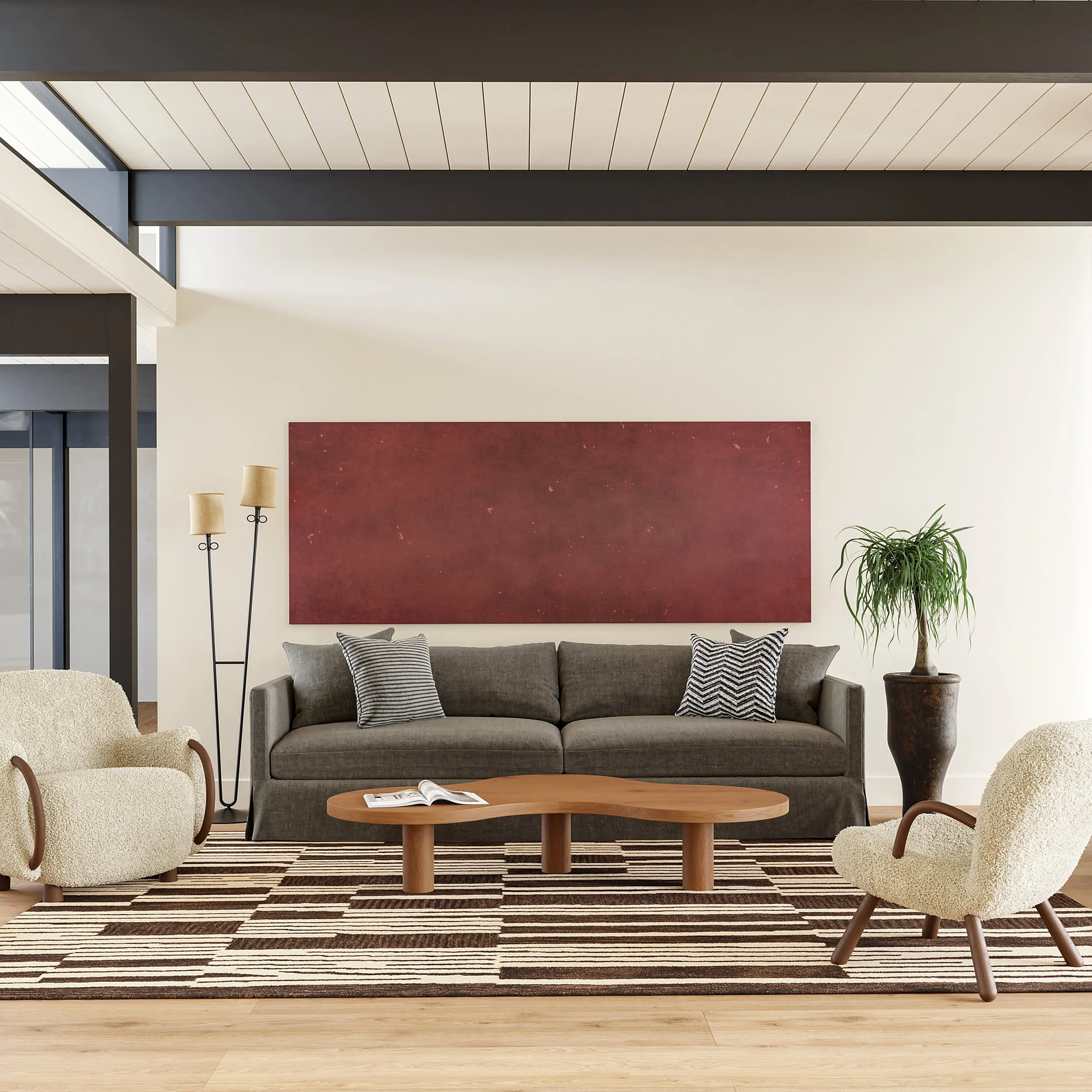 Tara Striped Wool Rug | Brown - Image 2
