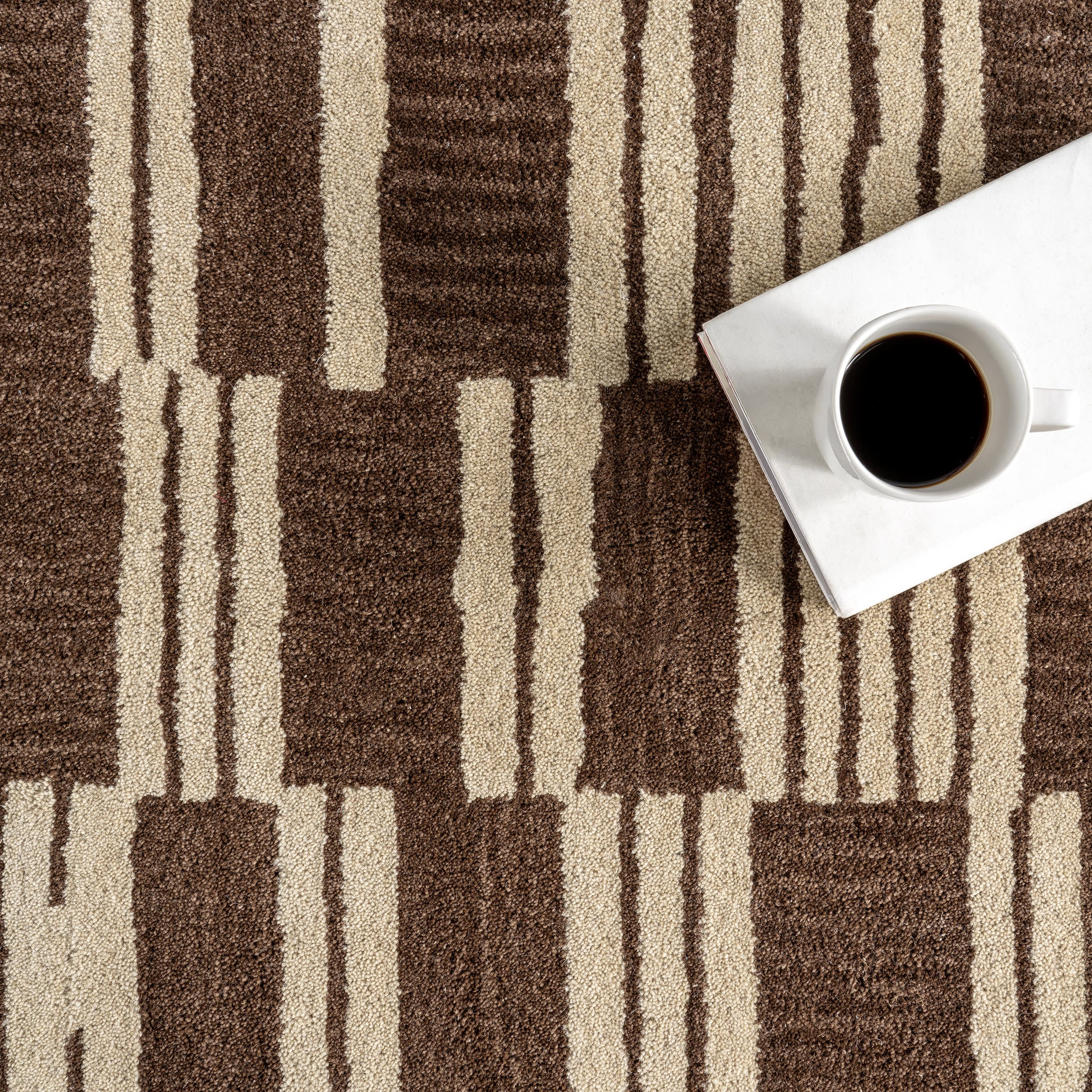 Tara Striped Wool Rug | Brown - Image 7