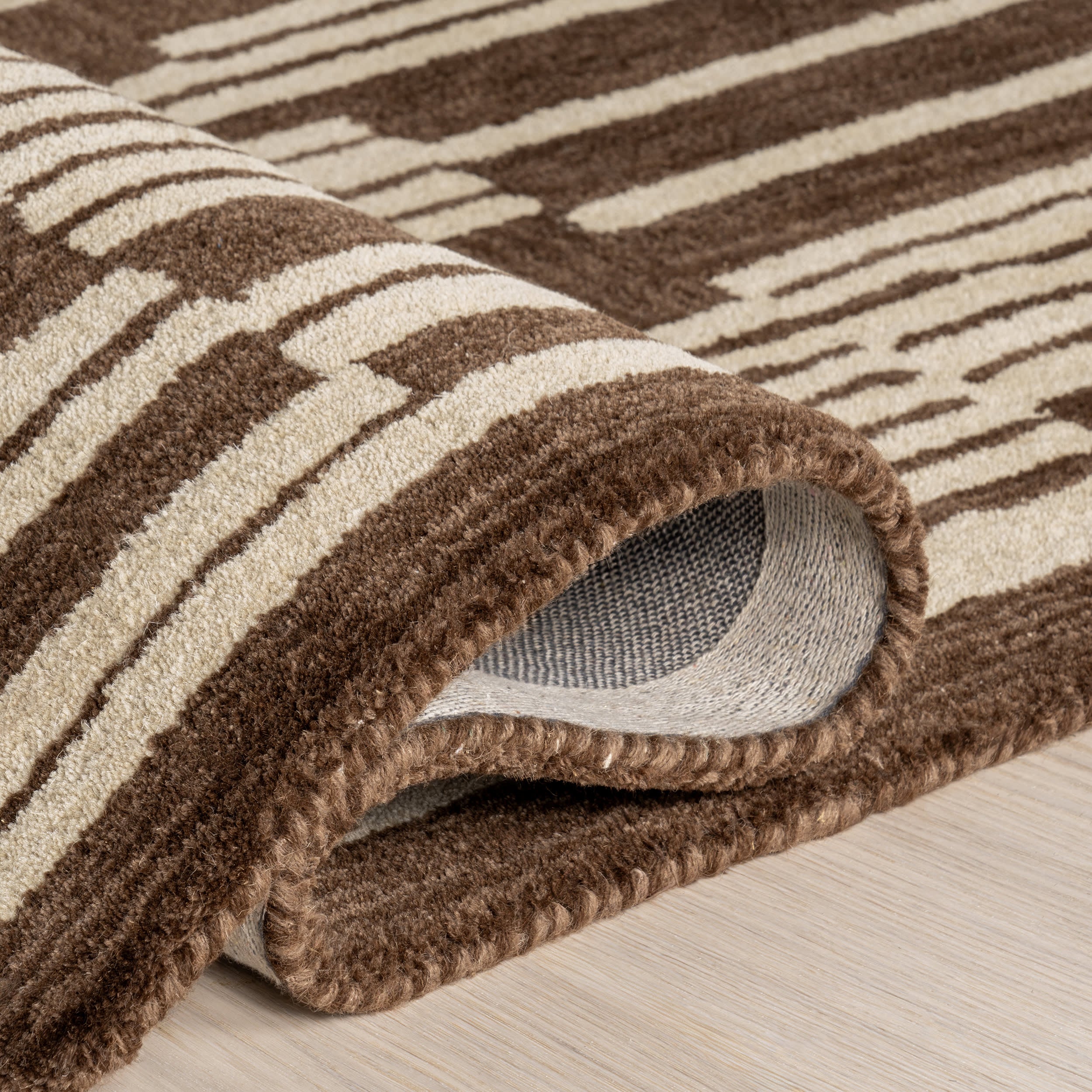 Tara Striped Wool Rug | Brown - Image 8