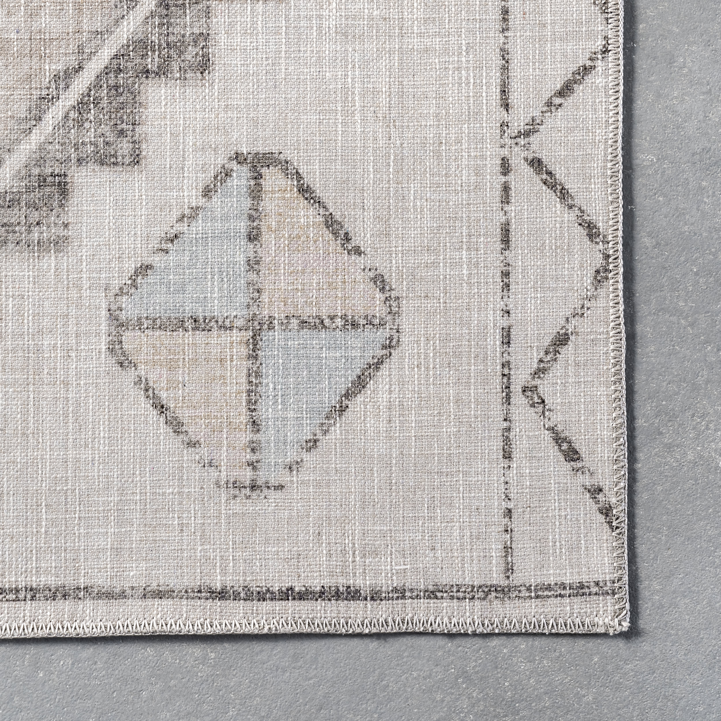 Tara Washable Diamond Rug | Khaki - Image 3