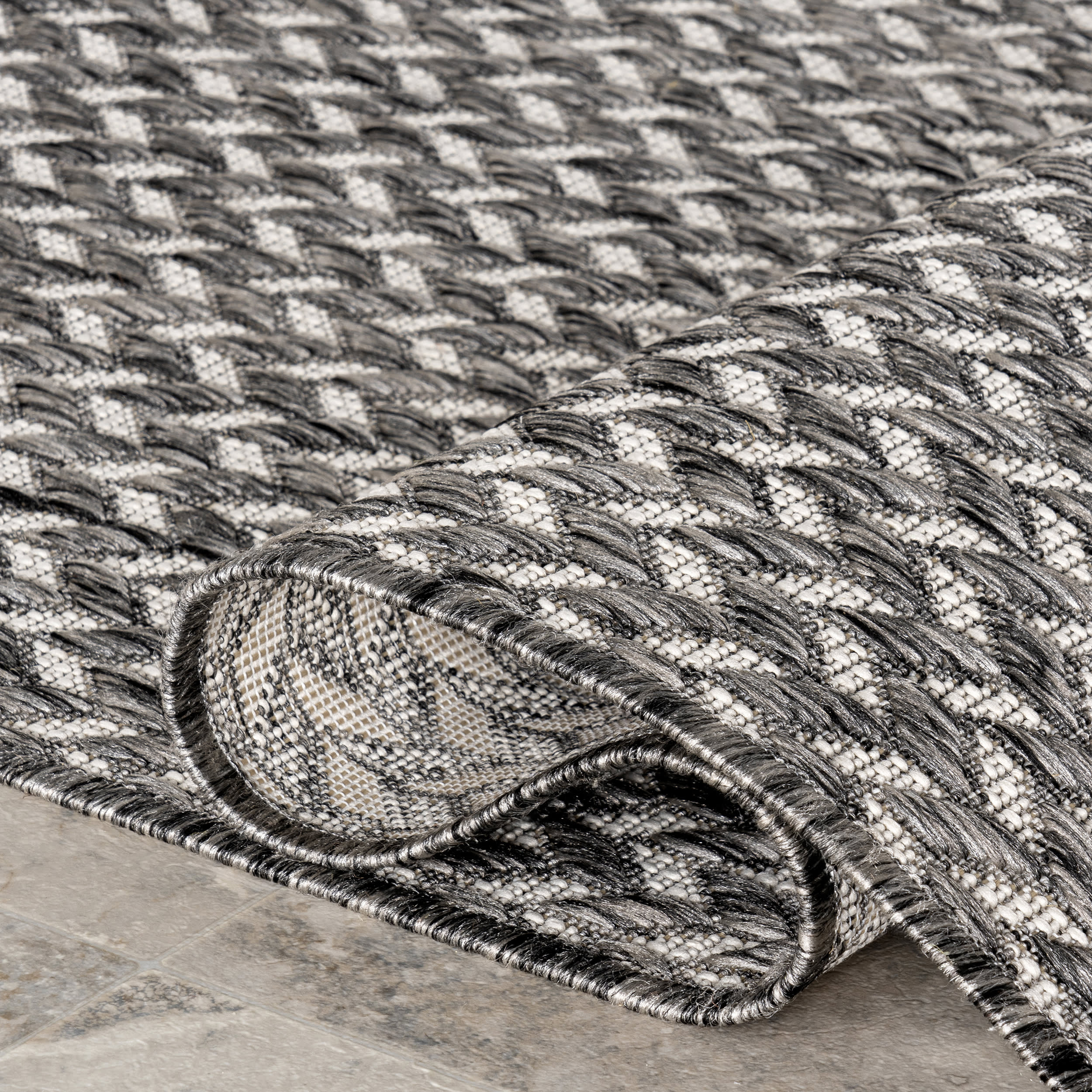 Taraji Herringbone Indoor/Outdoor Rug | Light Grey - Image 10