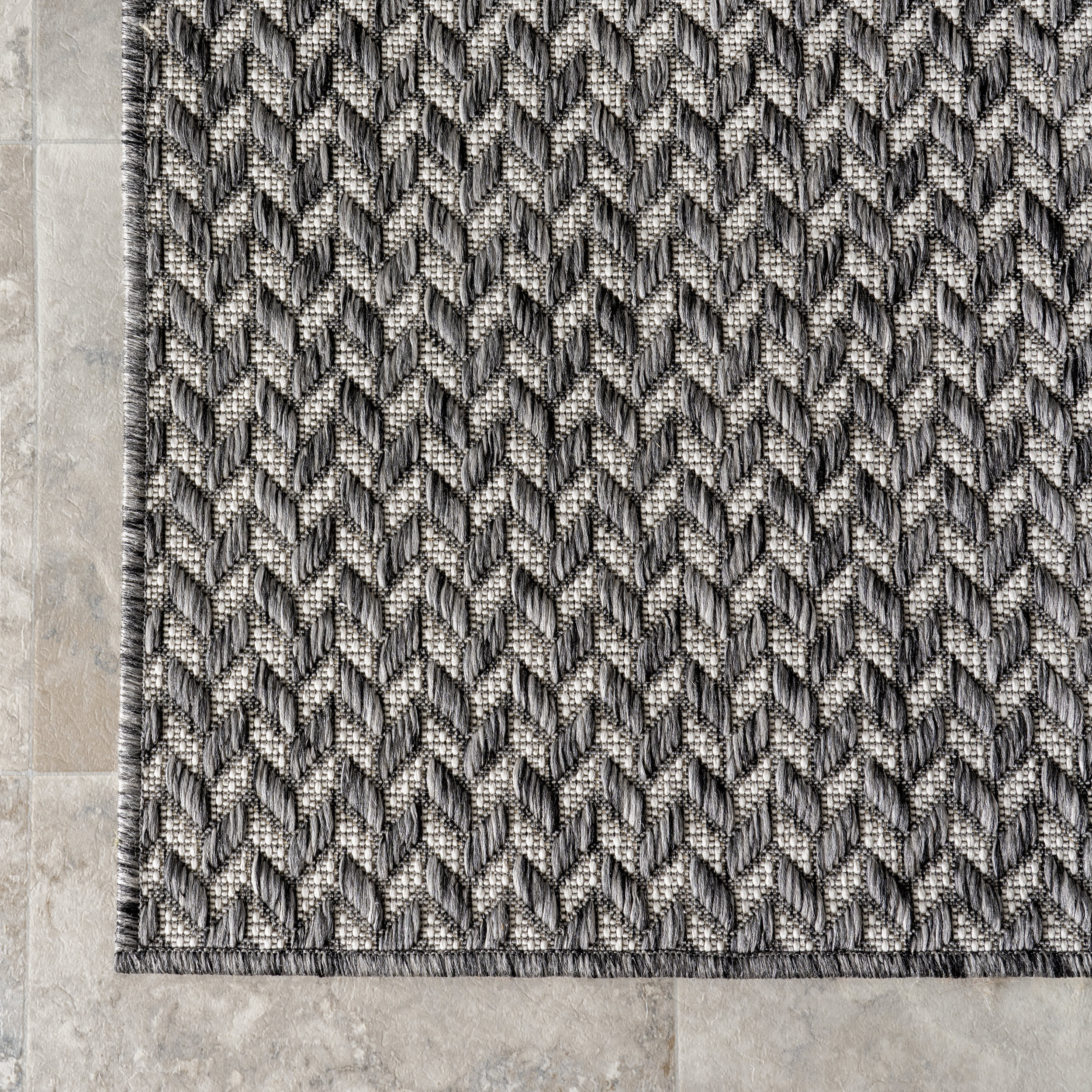 Taraji Herringbone Indoor/Outdoor Rug | Light Grey - Image 4