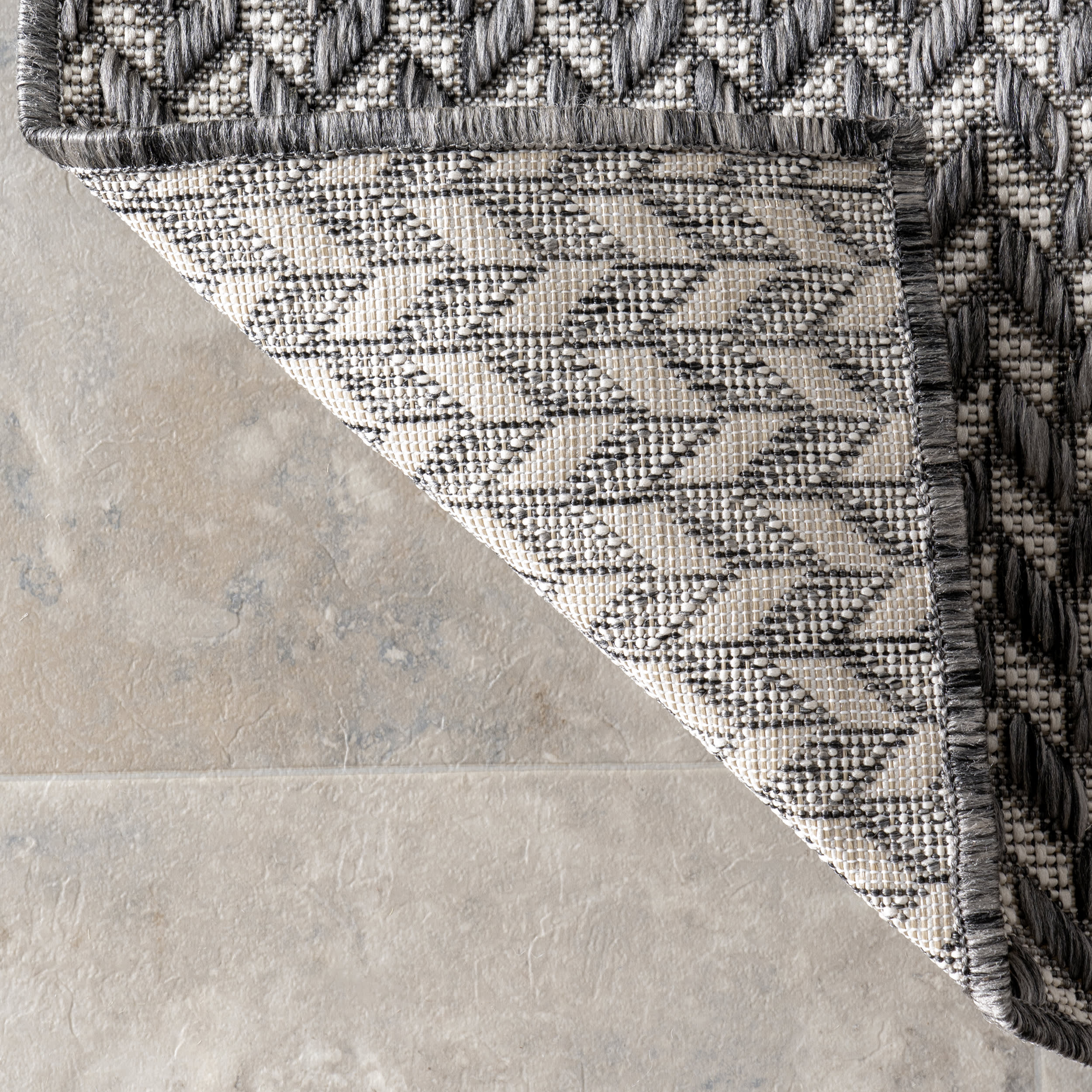 Taraji Herringbone Indoor/Outdoor Rug | Light Grey - Image 7
