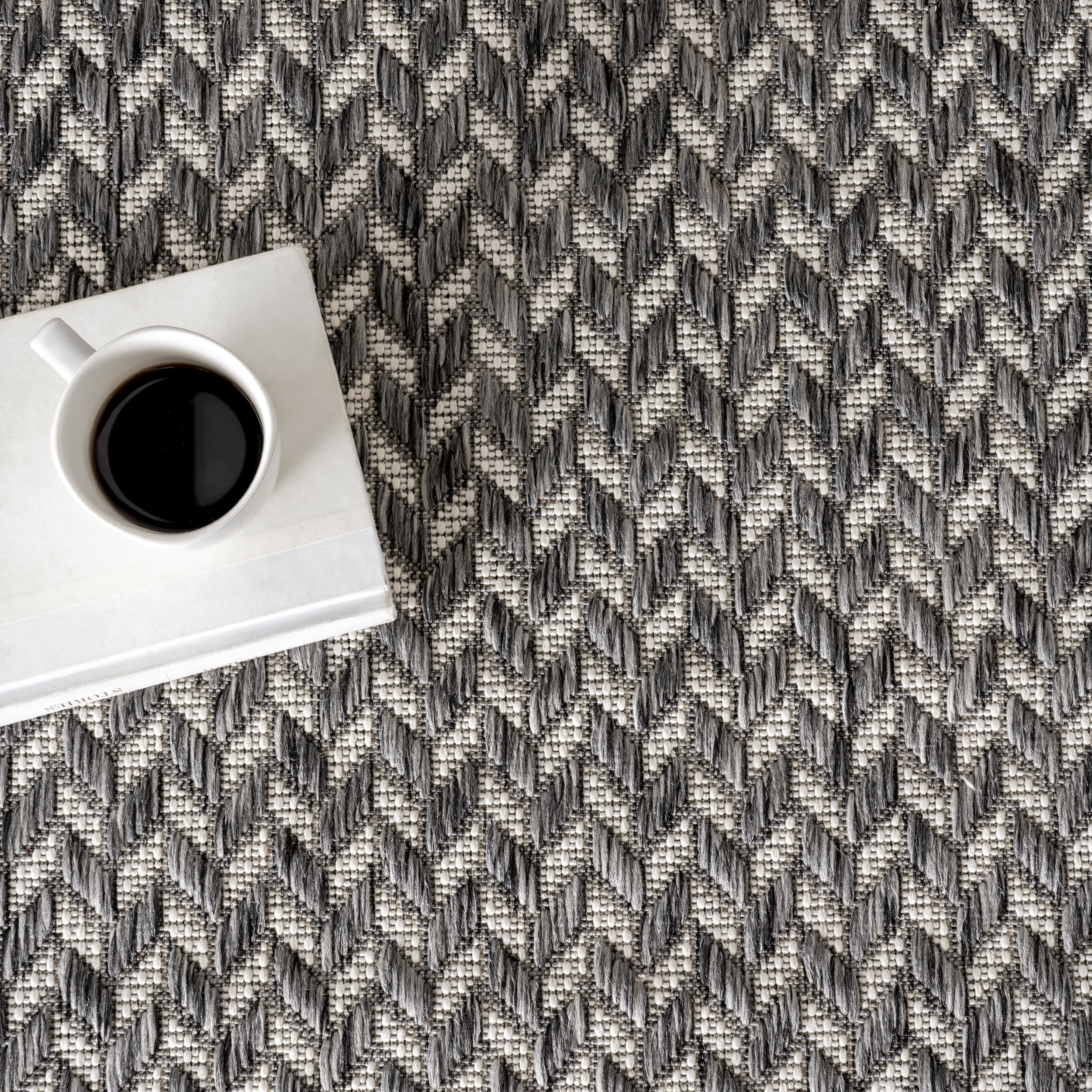 Taraji Herringbone Indoor/Outdoor Rug | Light Grey - Image 8