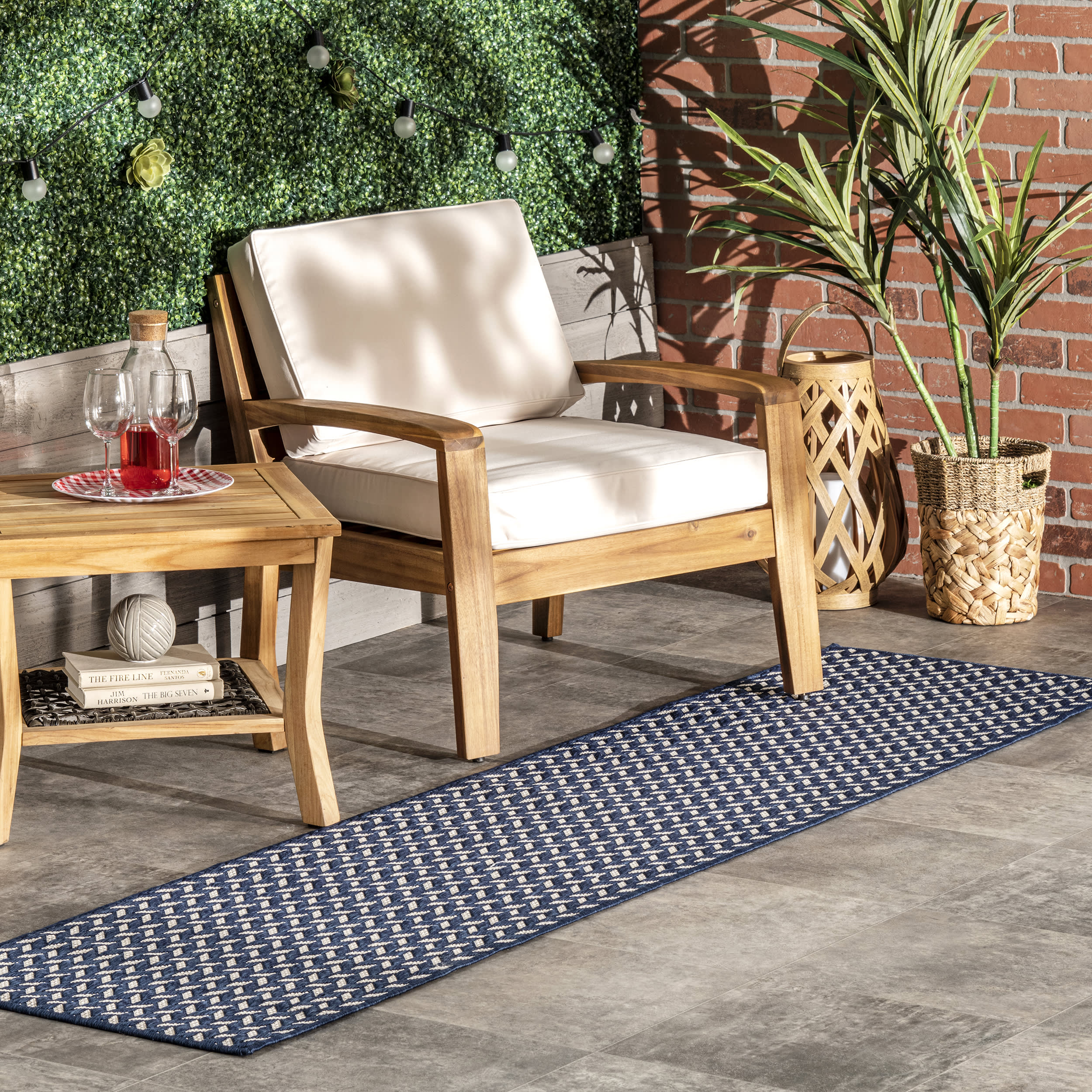 Taraji Herringbone Indoor/Outdoor Rug | Navy - Image 2