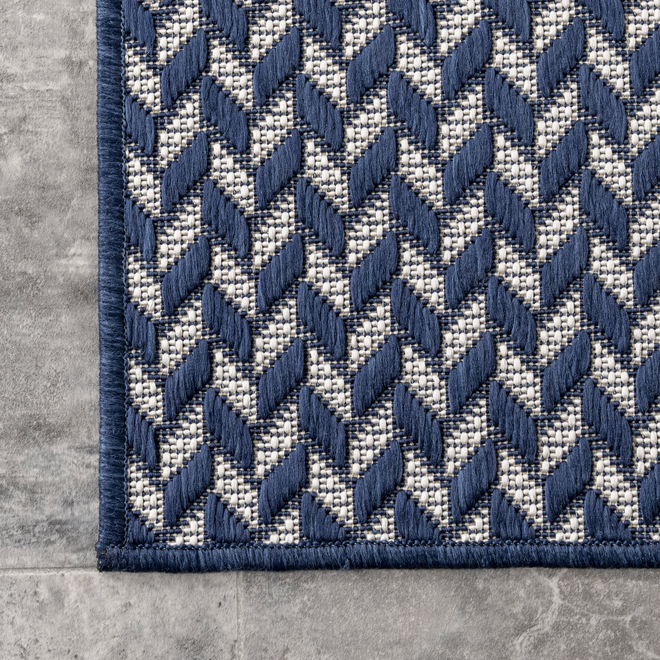 Taraji Herringbone Indoor/Outdoor Rug | Navy - Image 3