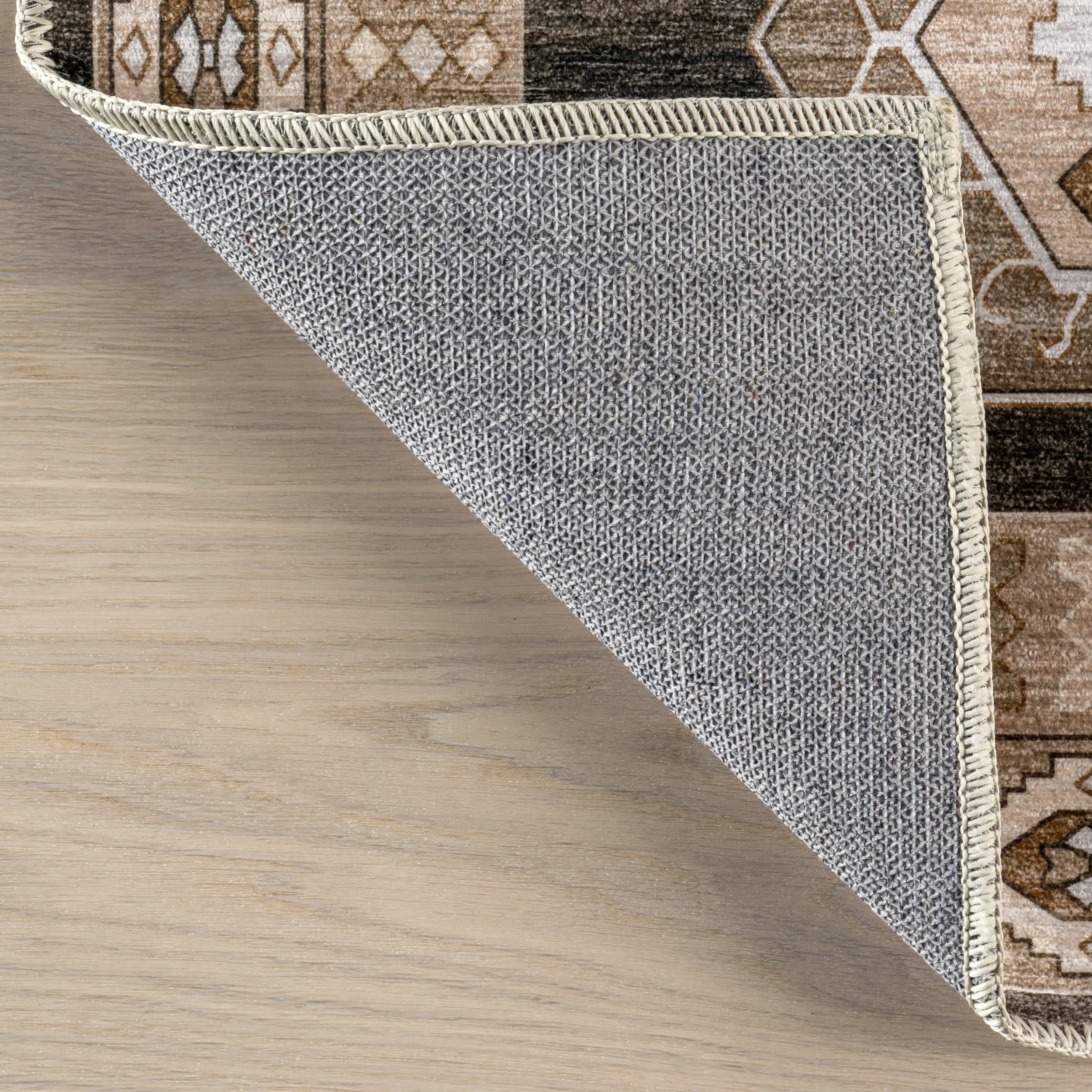 Taro Medallion Spill Proof Washable Rug | Dark Brown - Image 7