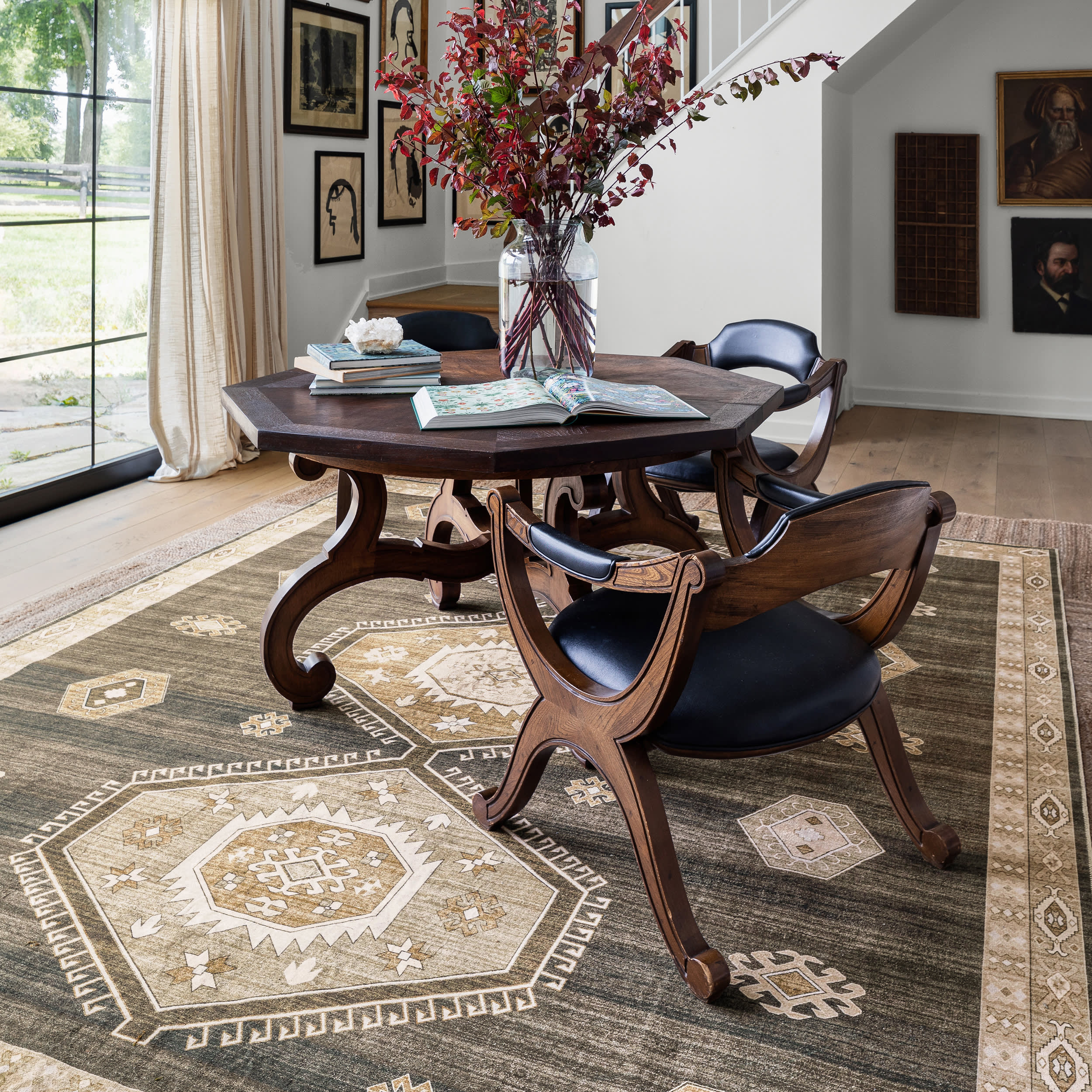 Taro Medallion Washable Rug | Dark Brown - Image 2