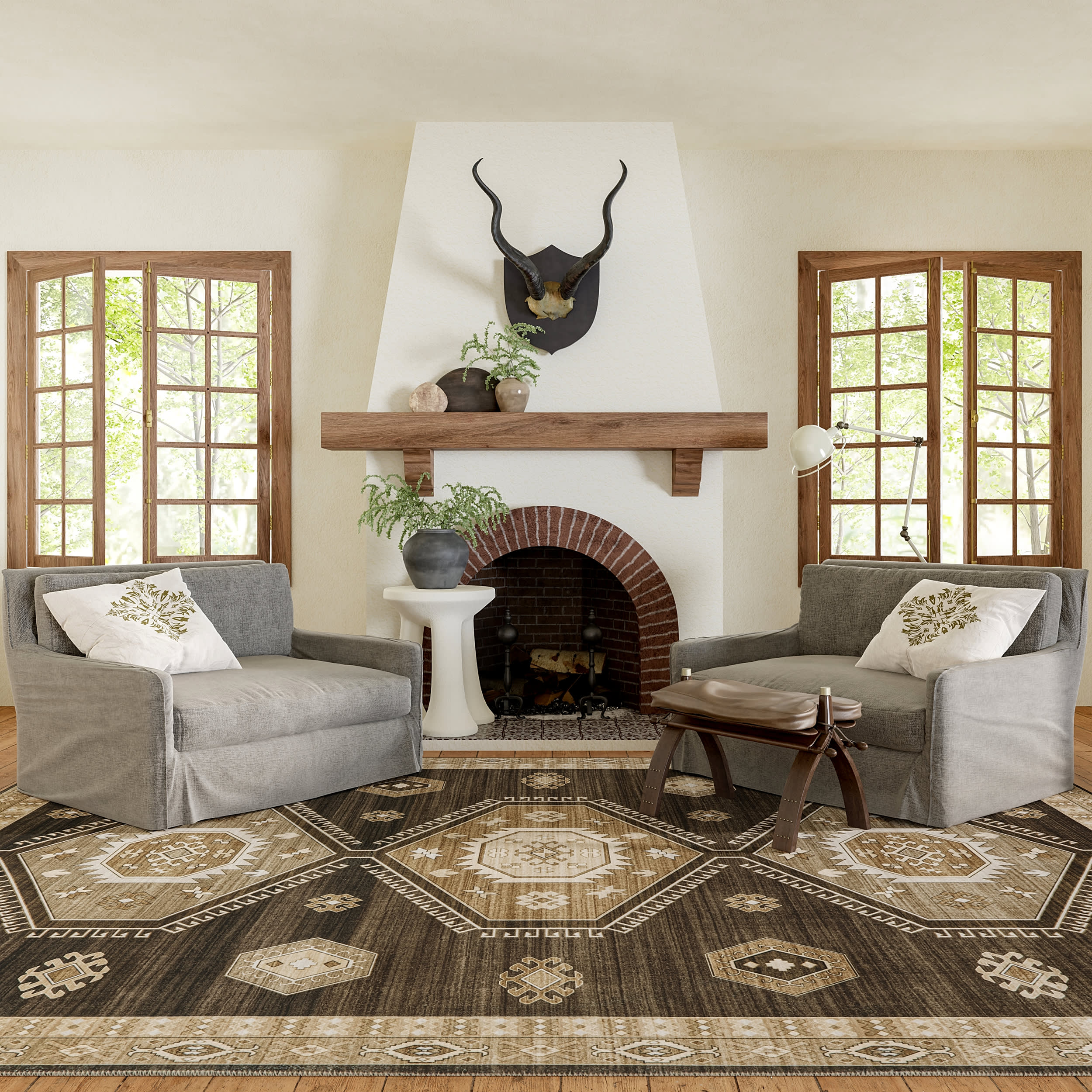 Taro Medallion Washable Rug | Dark Brown - Image 6