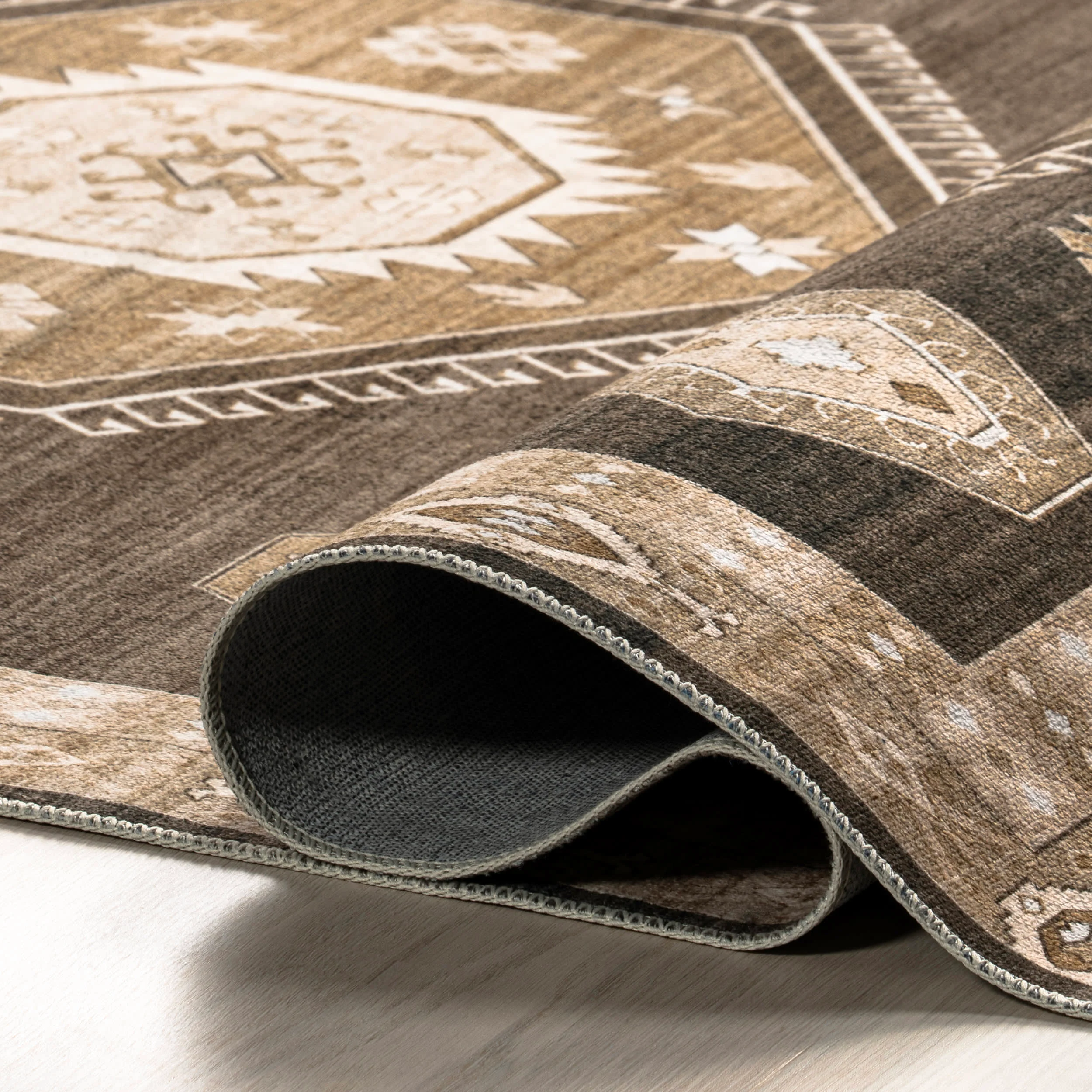 Taro Medallion Washable Rug | Dark Brown - Image 7