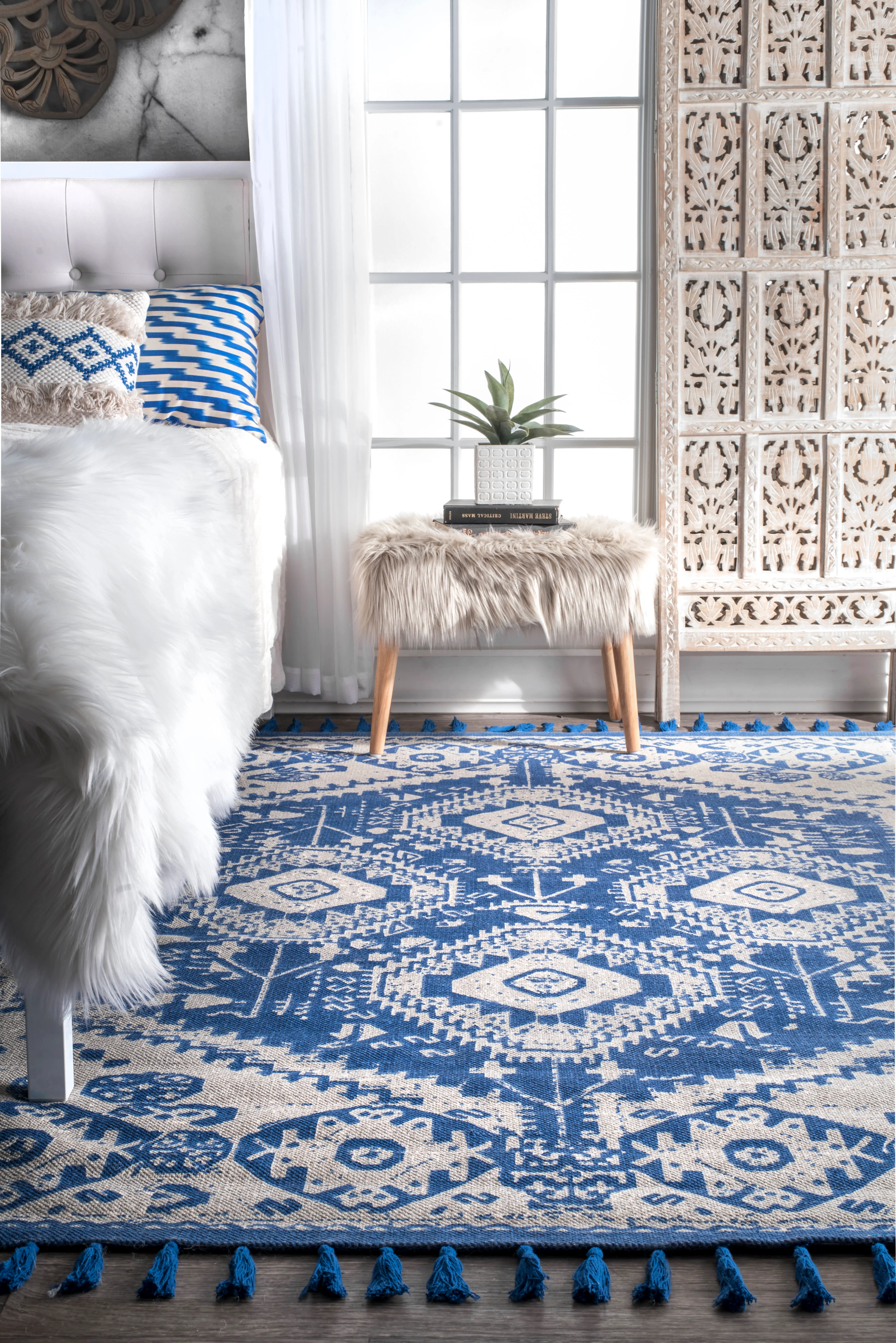 Tassel Rug | Blue - Image 4