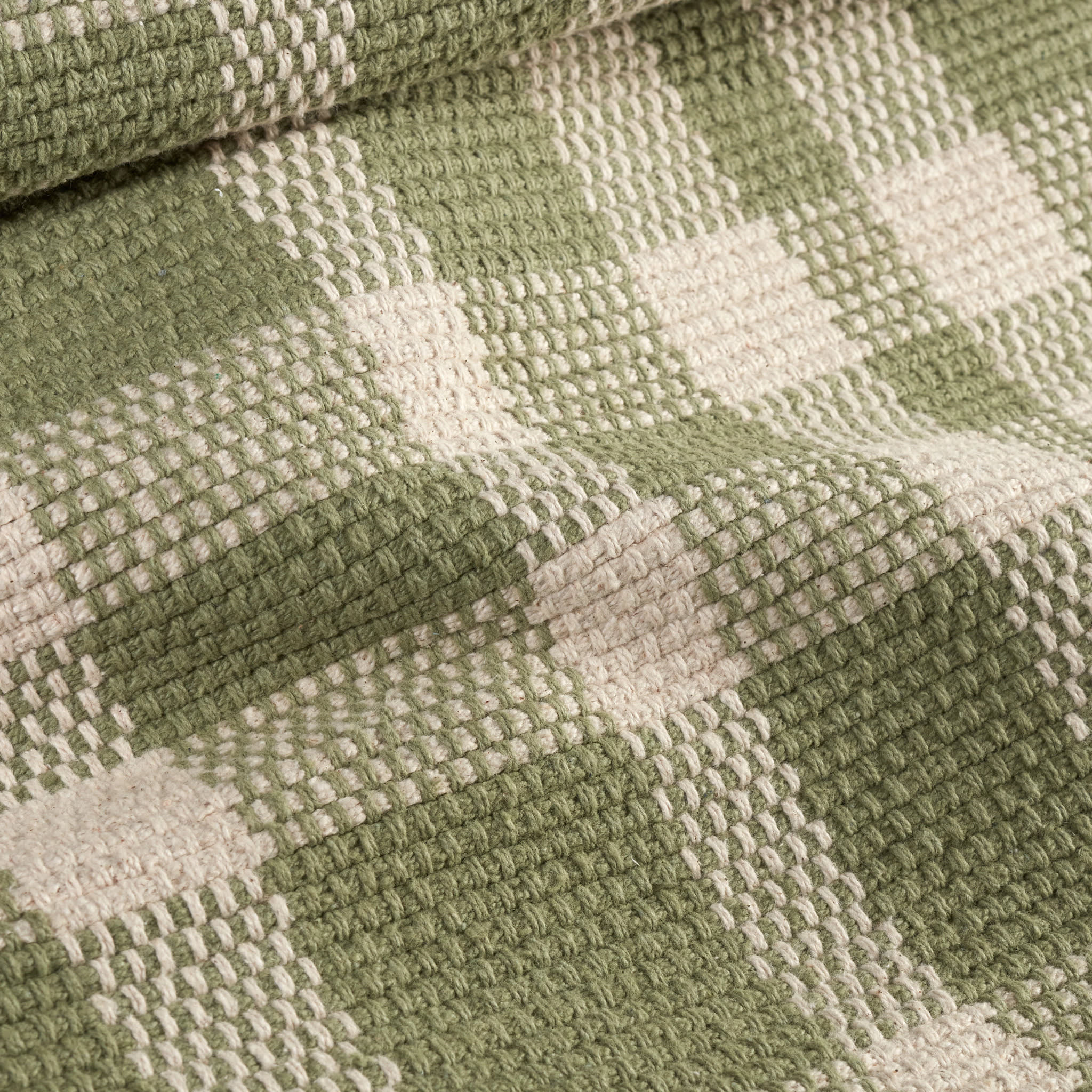 Tattersall Handwoven Cotton Rug | Sage - Image 3