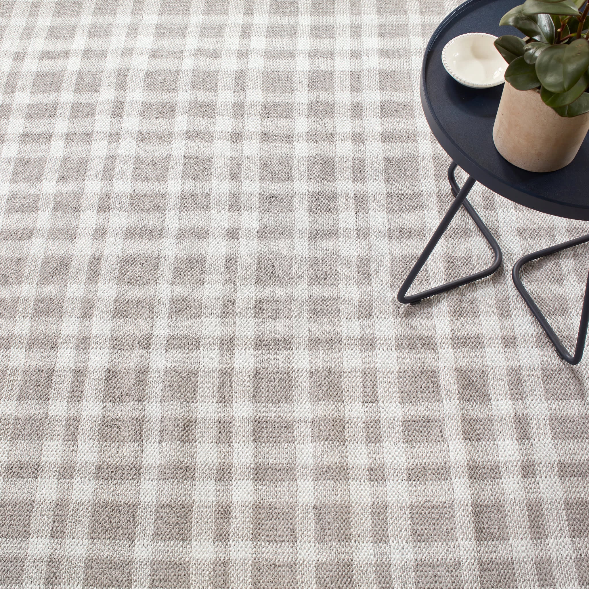 Tattersall Handwoven Indoor/Outdoor Rug | Grey - Image 3