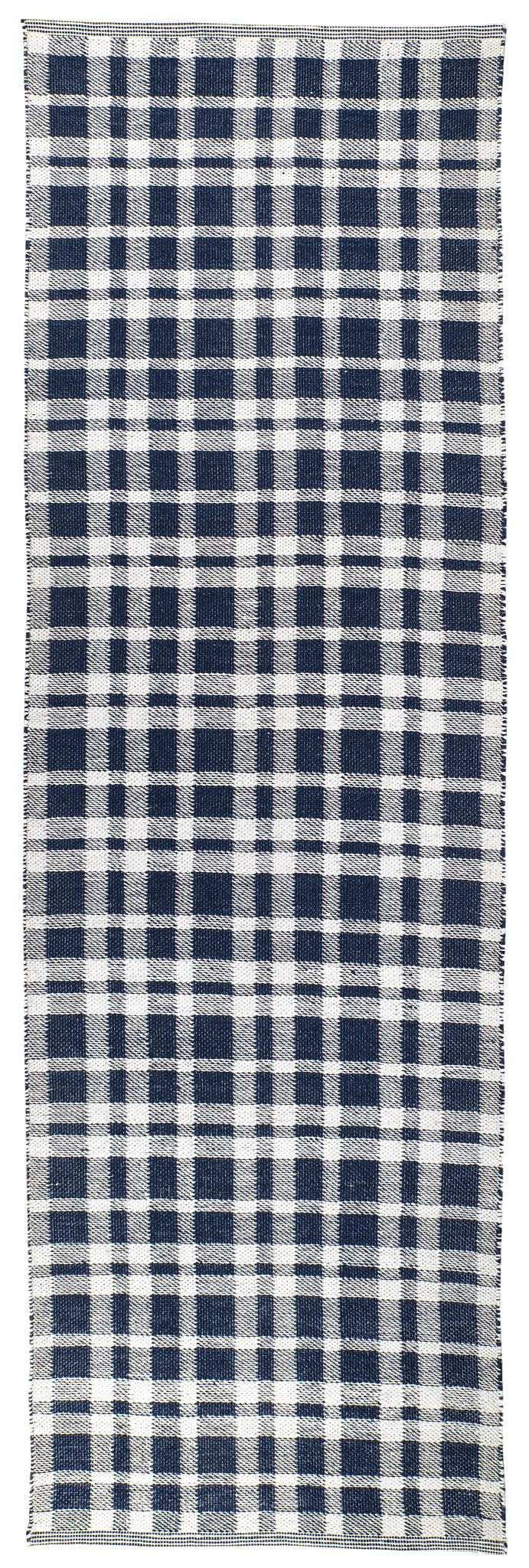 Tattersall Handwoven Indoor/Outdoor Rug | Navy - Image 2