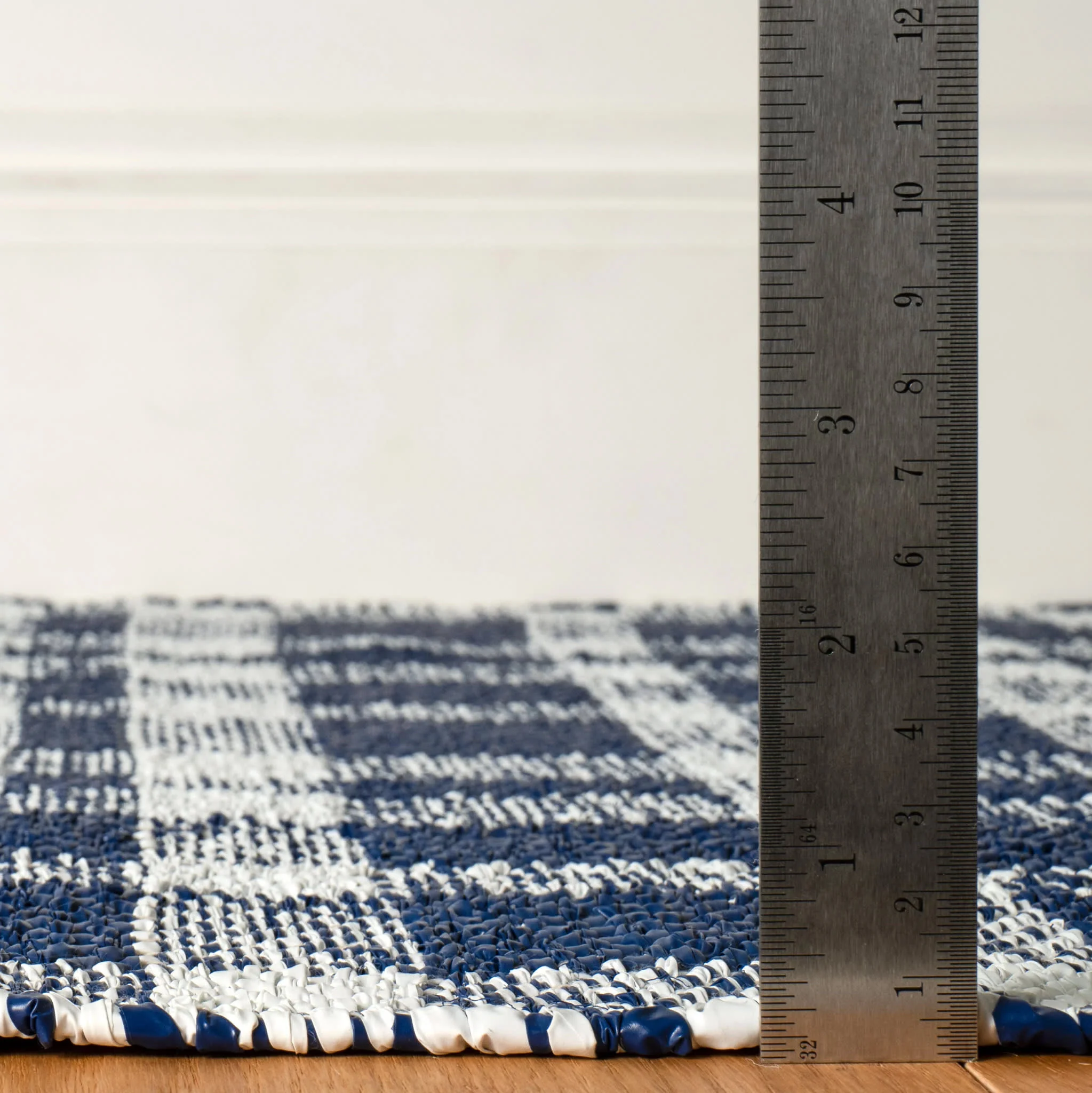 Tattersall Handwoven Indoor/Outdoor Rug | Navy - Image 4