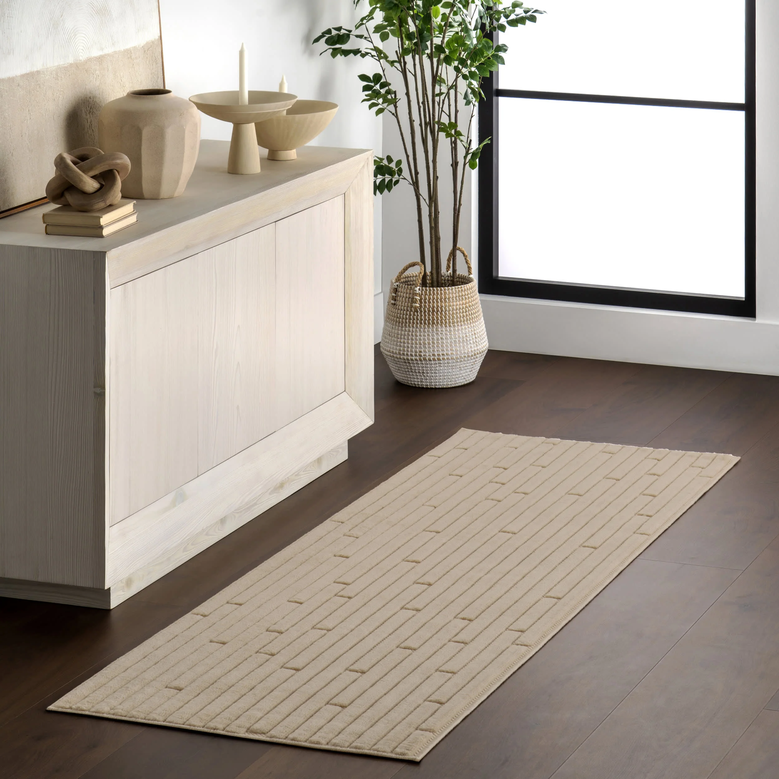 Tavia Striped Indoor/Outdoor Rug | Beige - Image 2