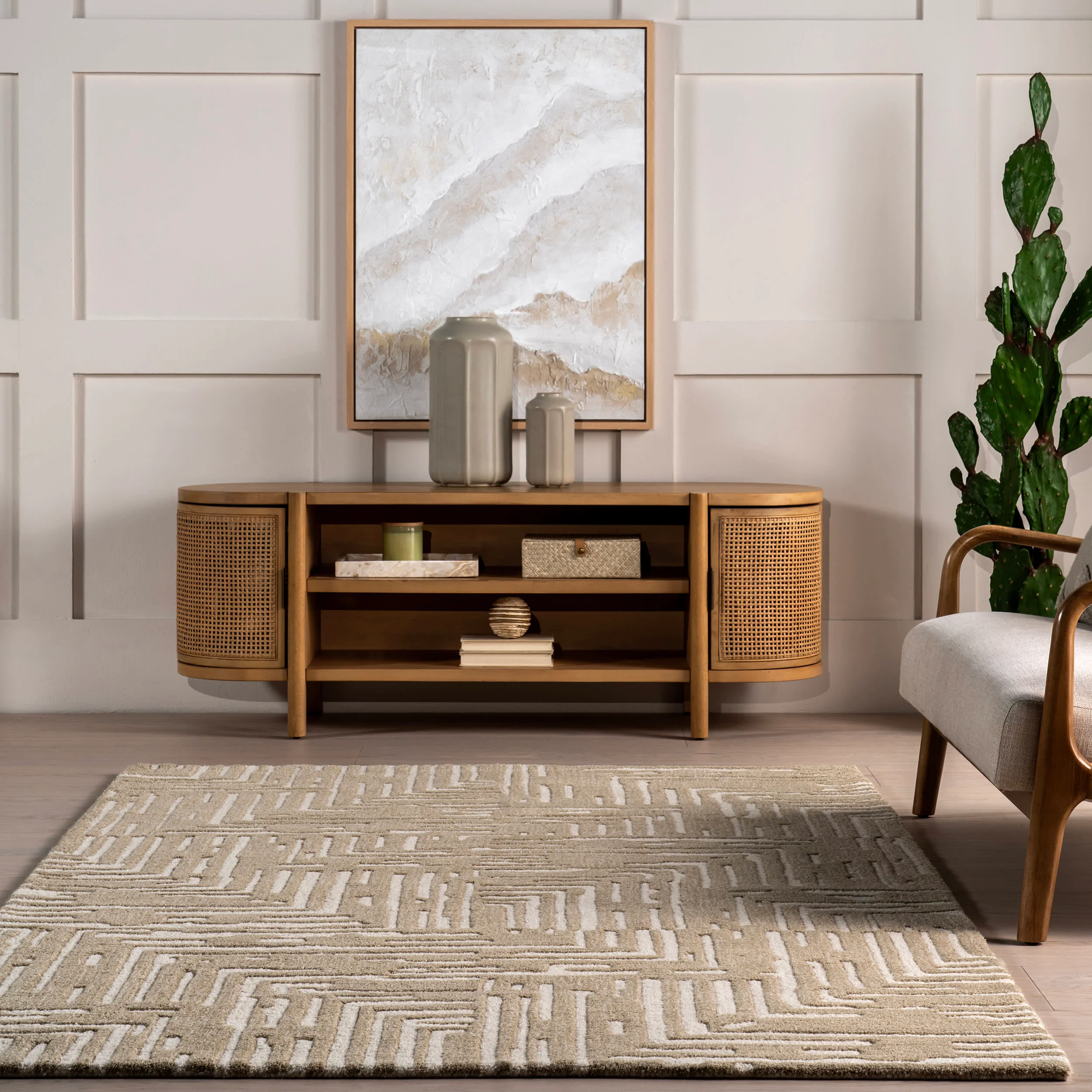 Tawny Geometric Wool Rug | Ivory - Image 4