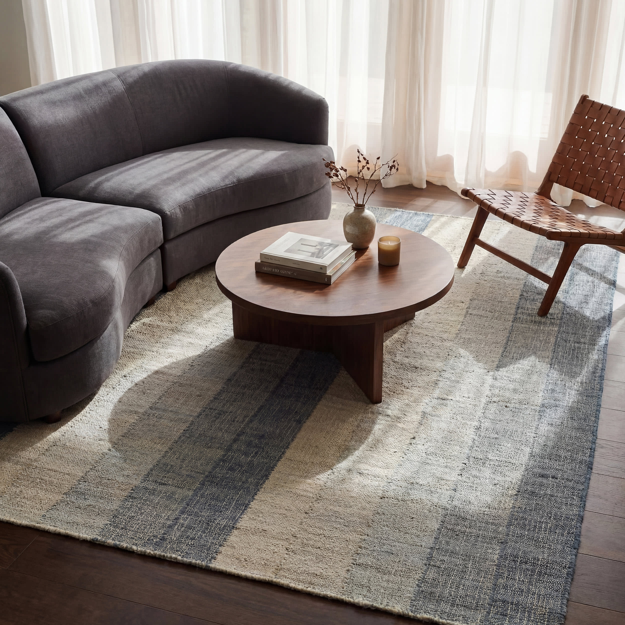 Tayo Modern Striped Indoor Rug | Blue - Image 2