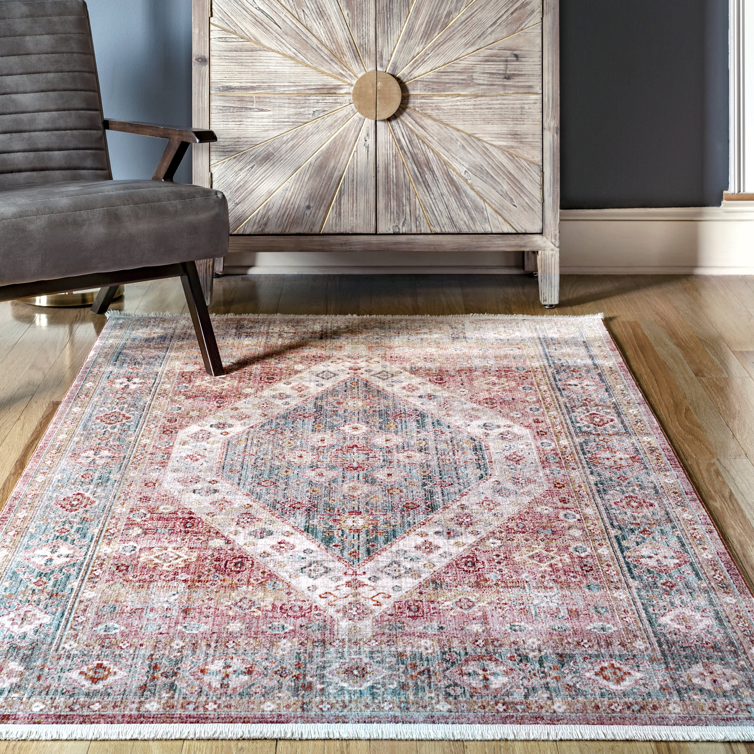 Tear Pendant Medallion Rug | Beige - Image 2