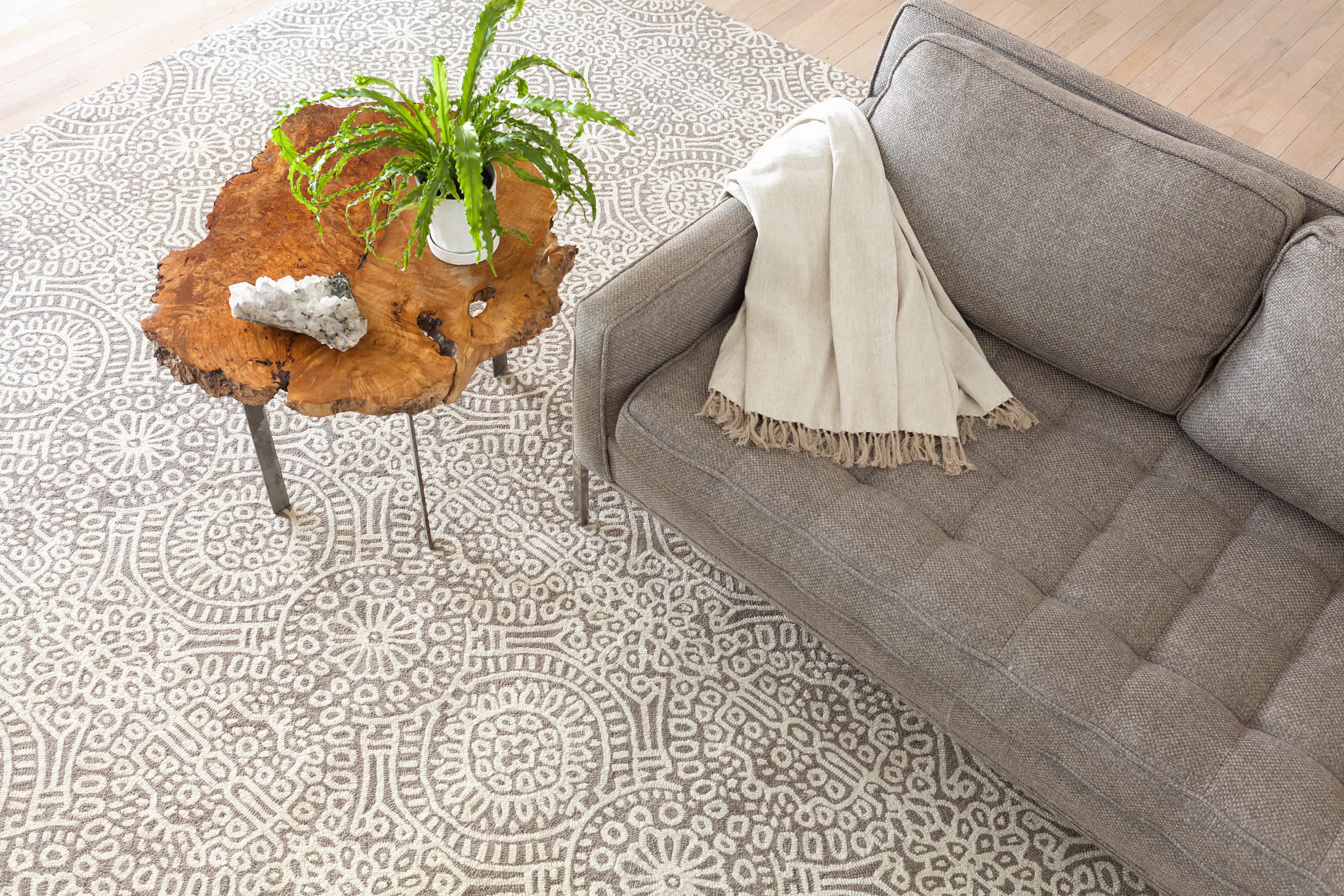 Temple Hand Micro Hooked Wool Custom Rug | Taupe - Image 2