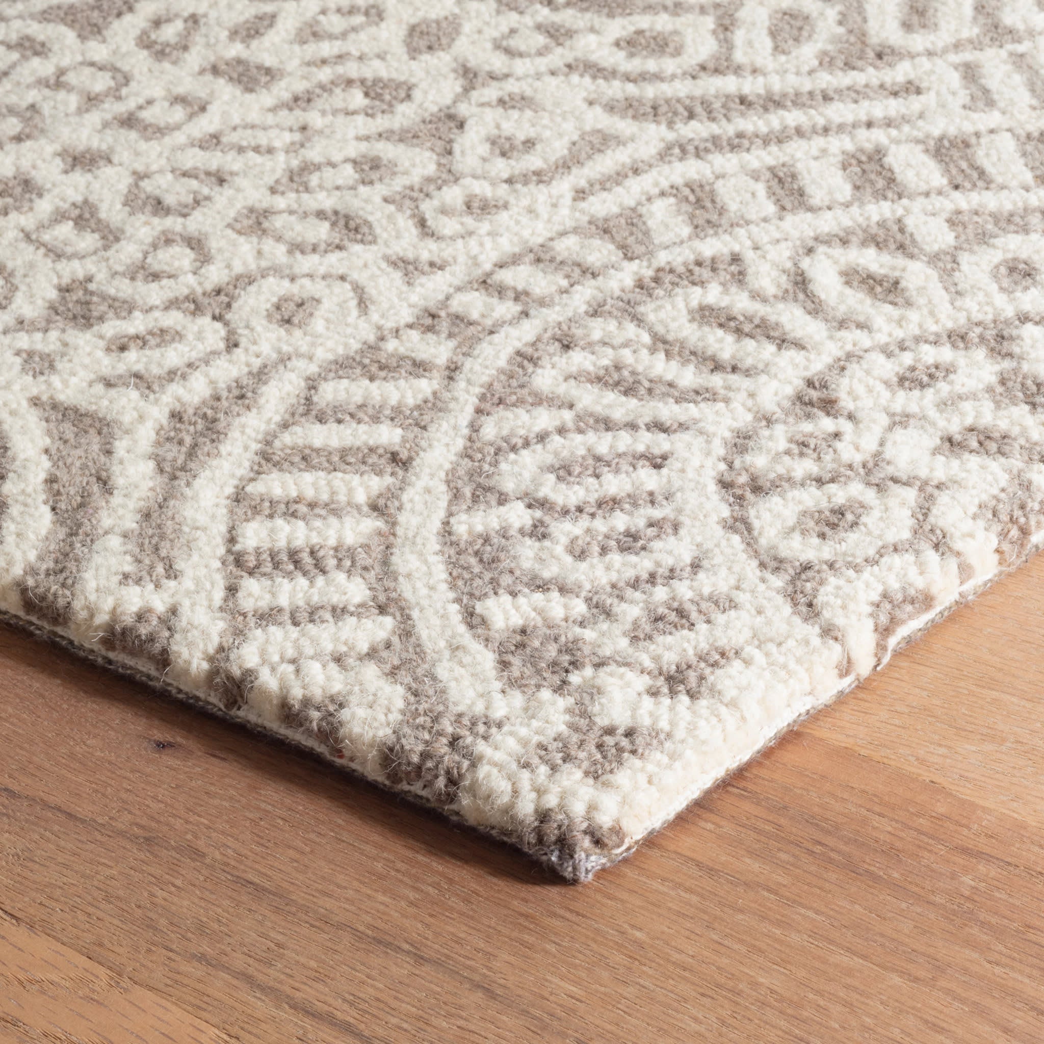 Temple Hand Micro Hooked Wool Rug | Taupe - Image 6
