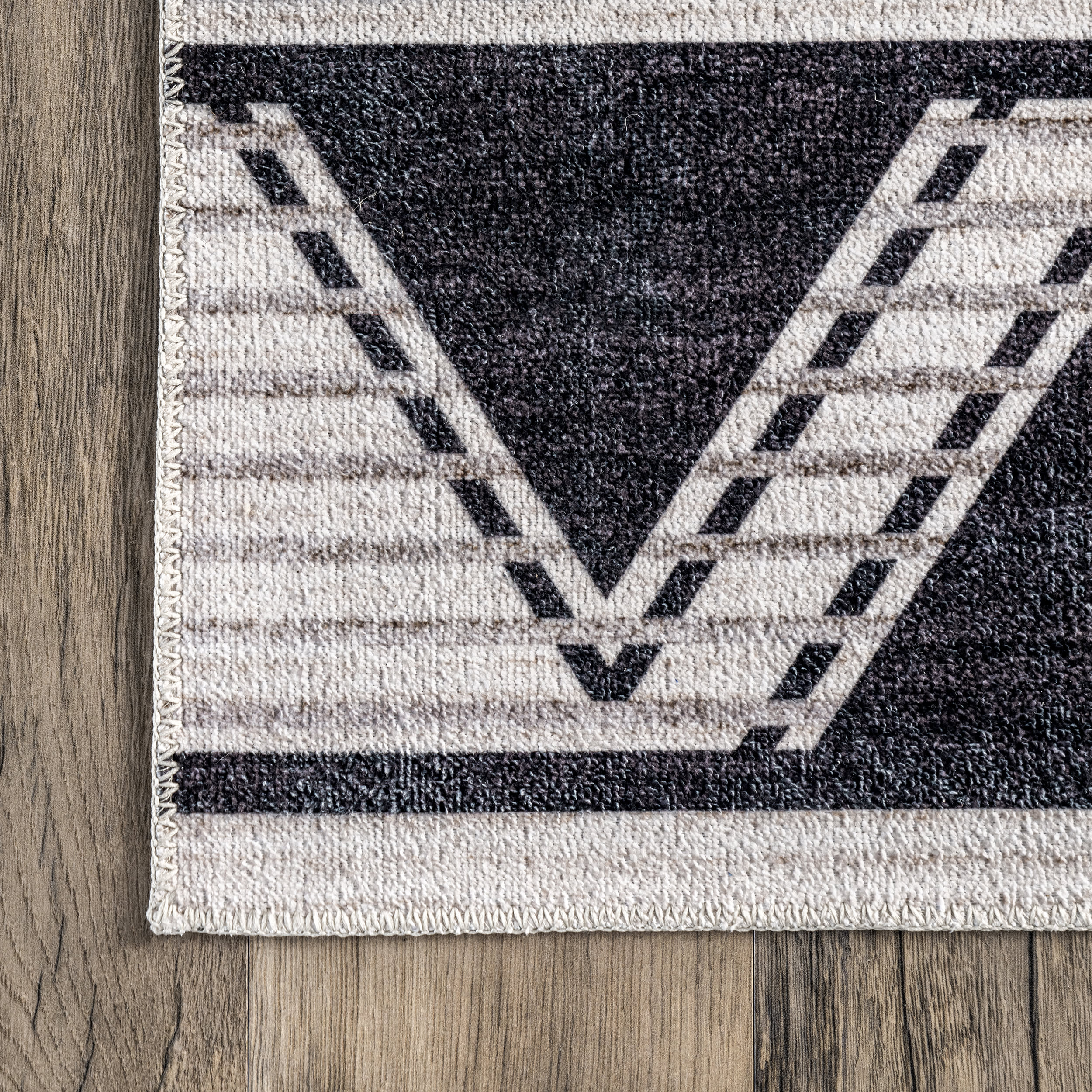 Teresa Washable Banded Rug | Charcoal - Image 3