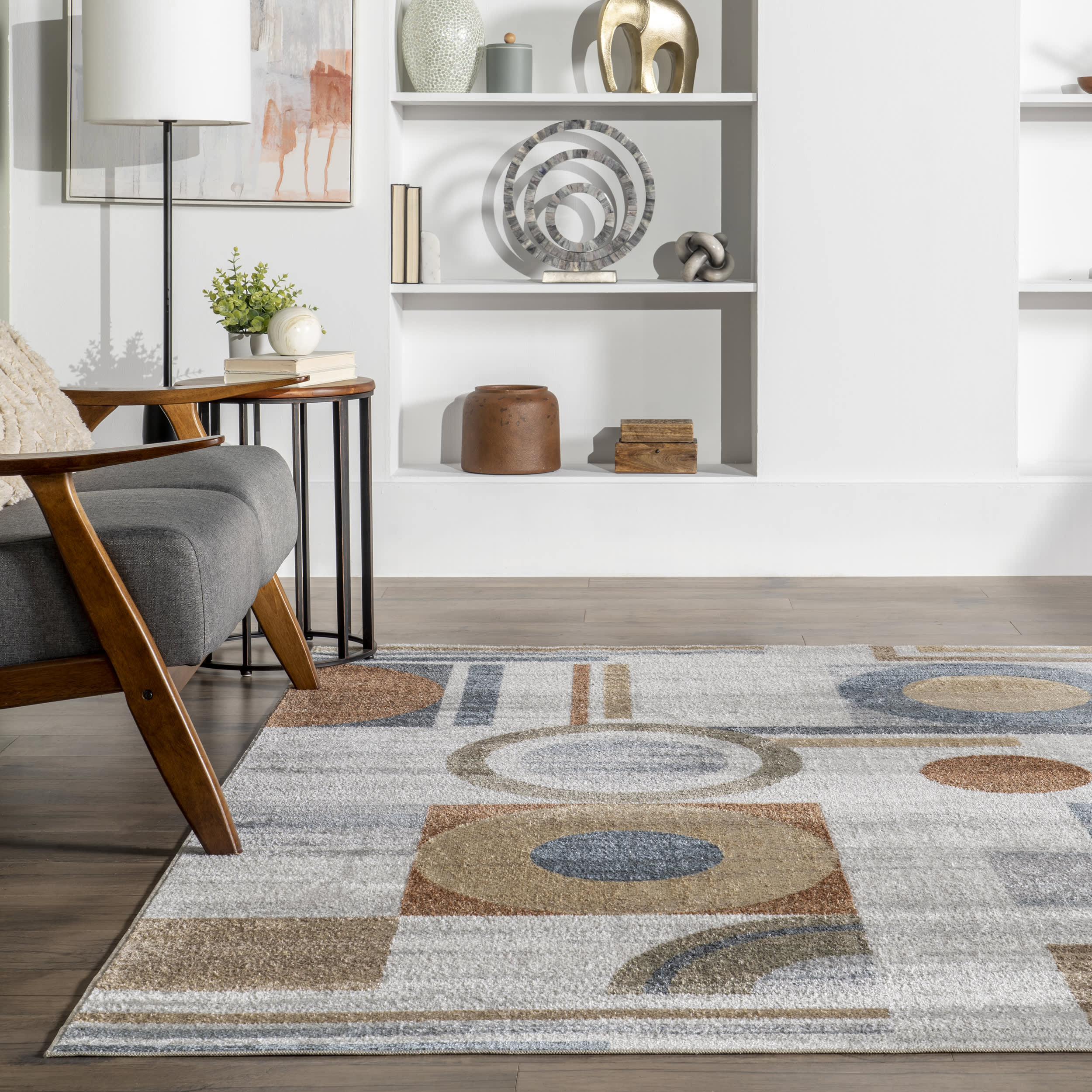 Terra Retro Geometric Washable Rug | Beige - Image 4