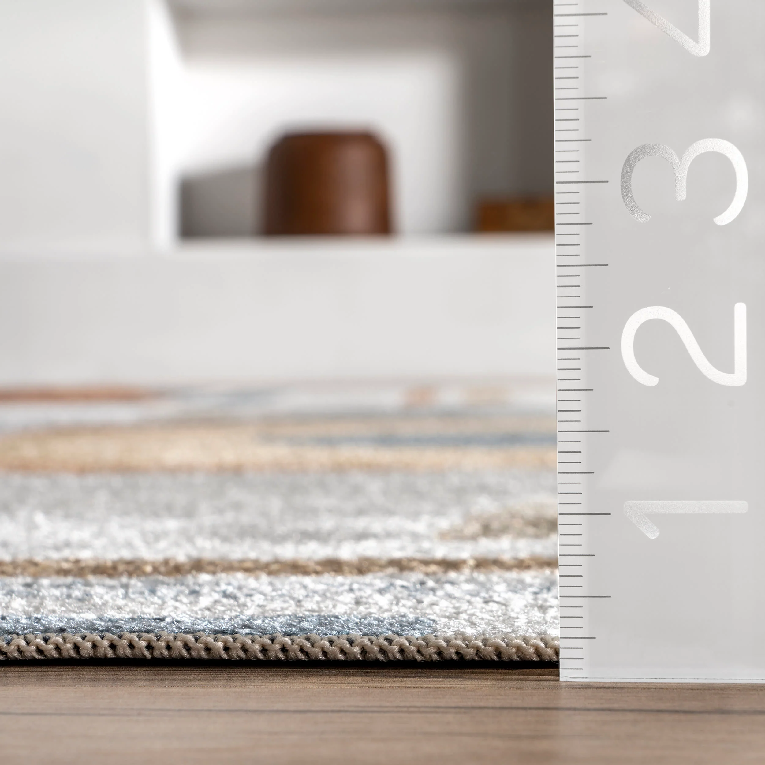 Terra Retro Geometric Washable Rug | Beige - Image 5