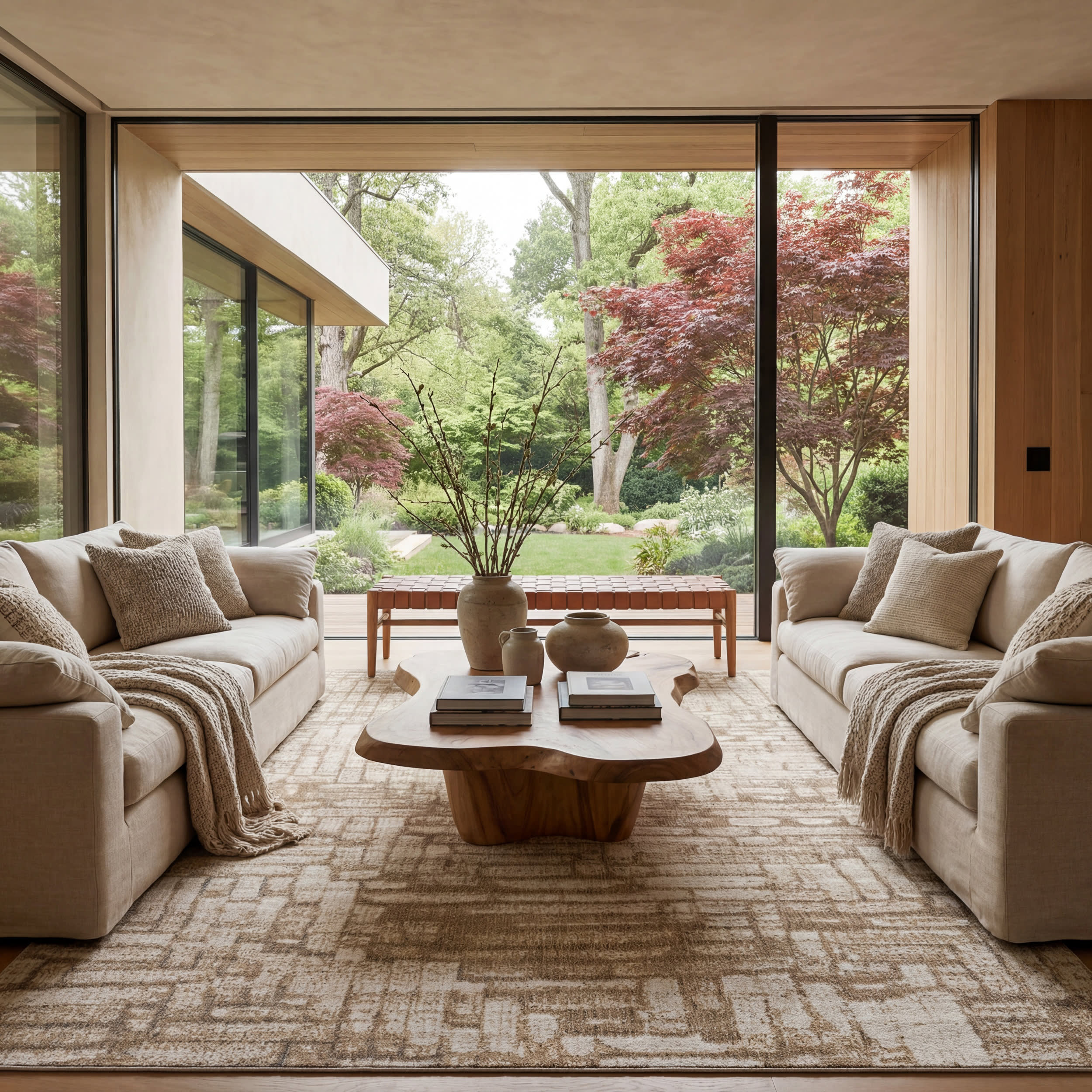 Terras Rustic Abstract Washable Rug | Tan - Image 2