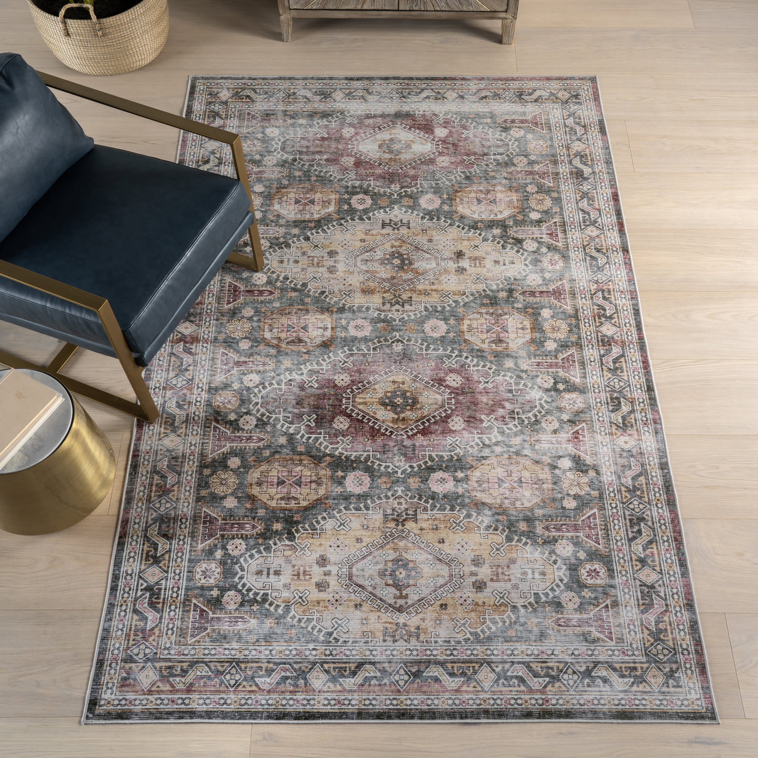 Terri Medallion Washable Rug | Sage - Image 2
