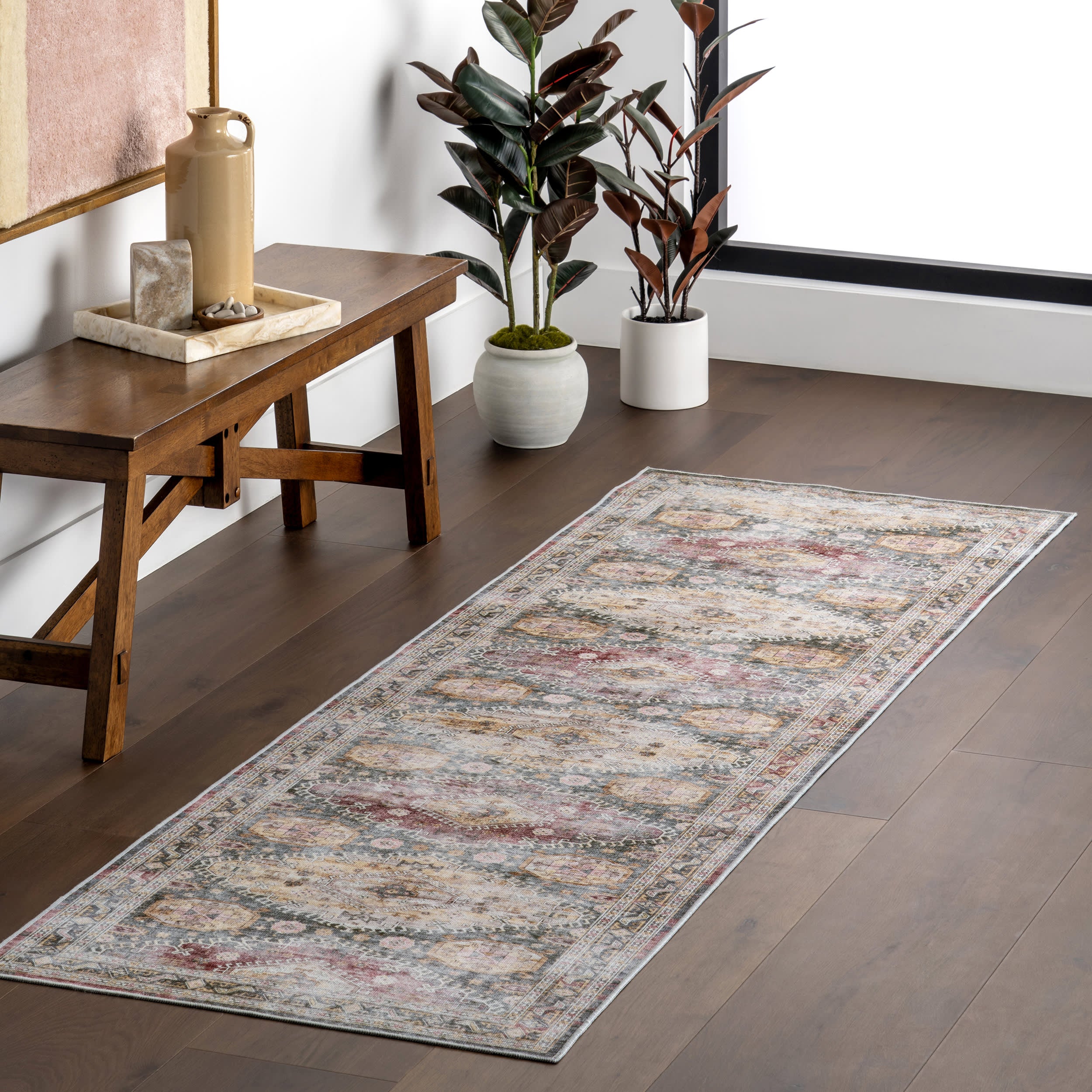 Terri Medallion Washable Rug | Sage - Image 2