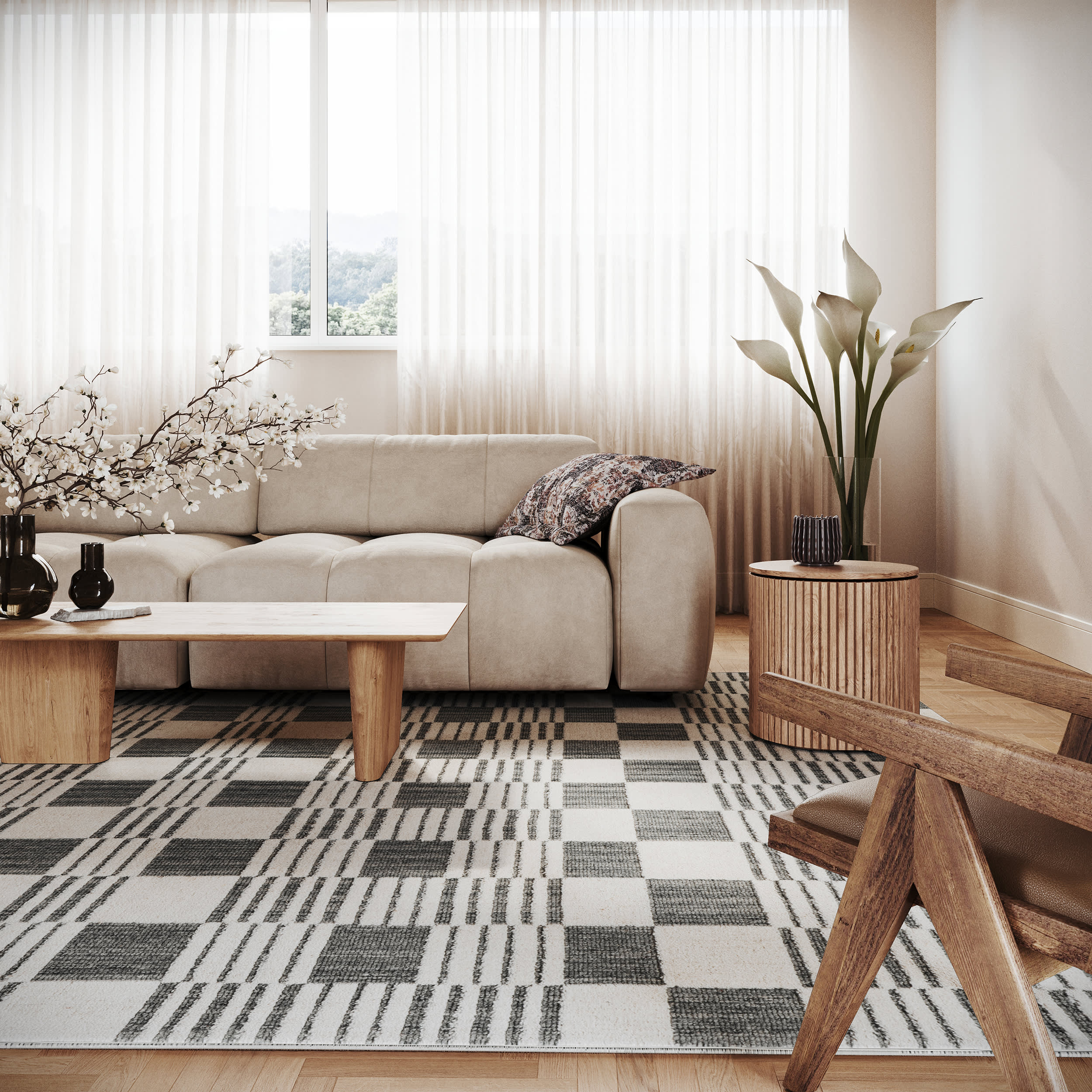 Tesia Hand Woven Wool Rug | Ivory - Image 2
