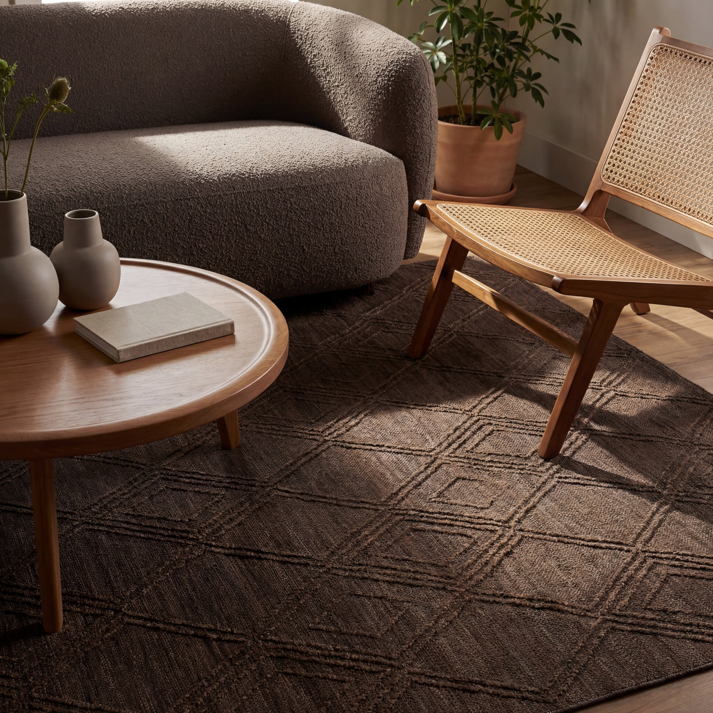 Tesnia Modern Solid Indoor/Outdoor Rug | Brown - Image 5