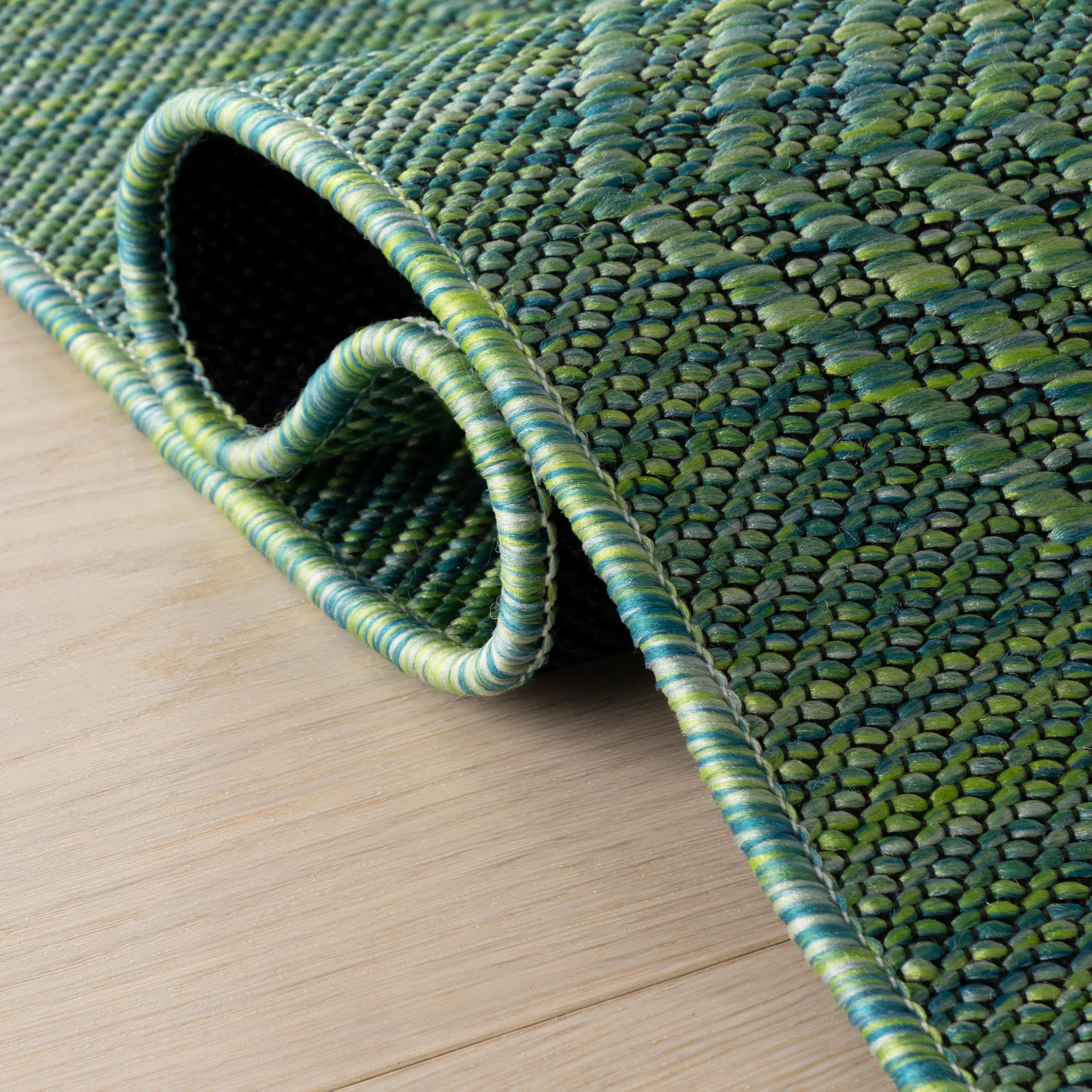 Tesnia Modern Solid Indoor/Outdoor Rug | Teal - Image 10