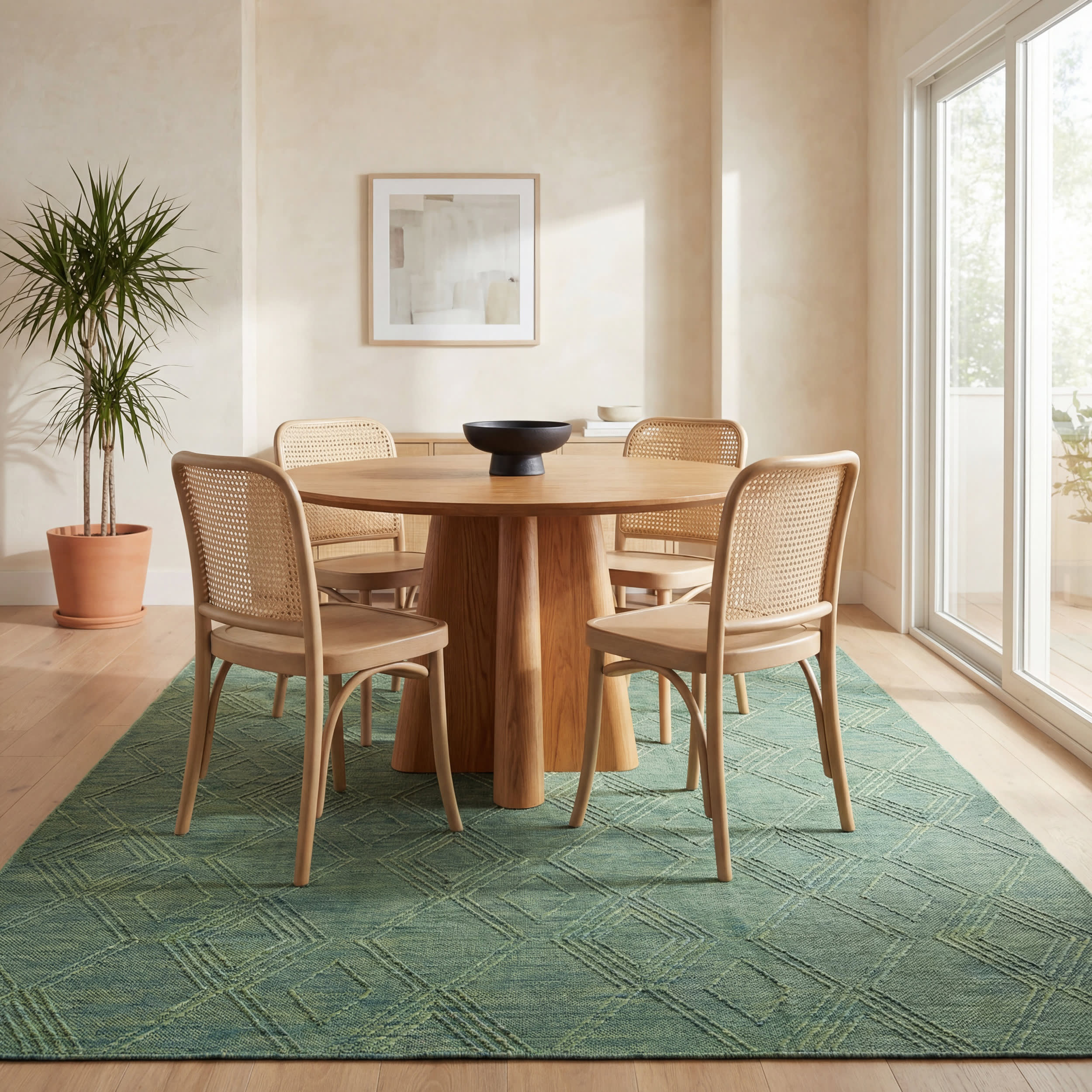 Tesnia Modern Solid Indoor/Outdoor Rug | Teal - Image 6