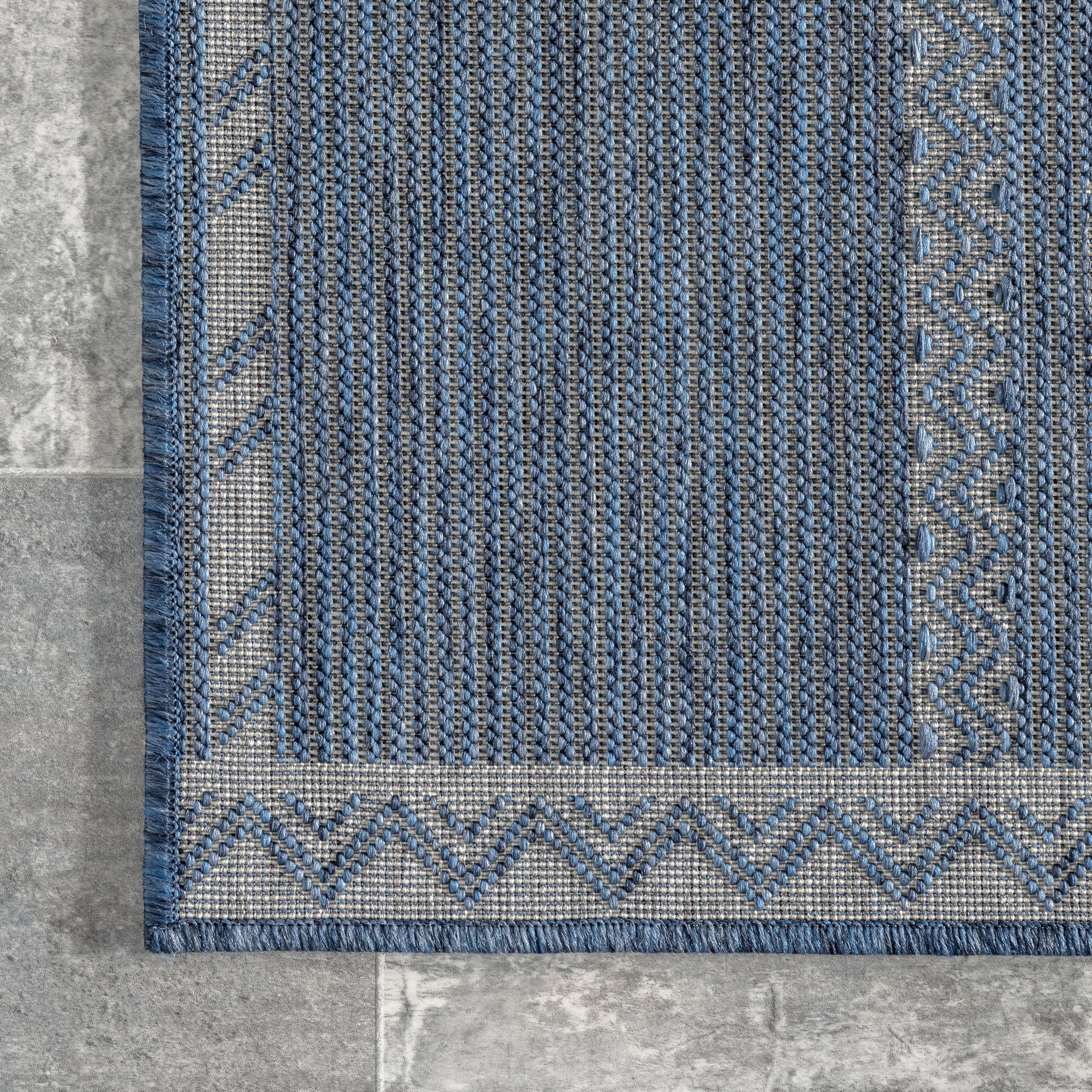 Tessa Geometric Indoor/Outdoor Rug | Blue - Image 3
