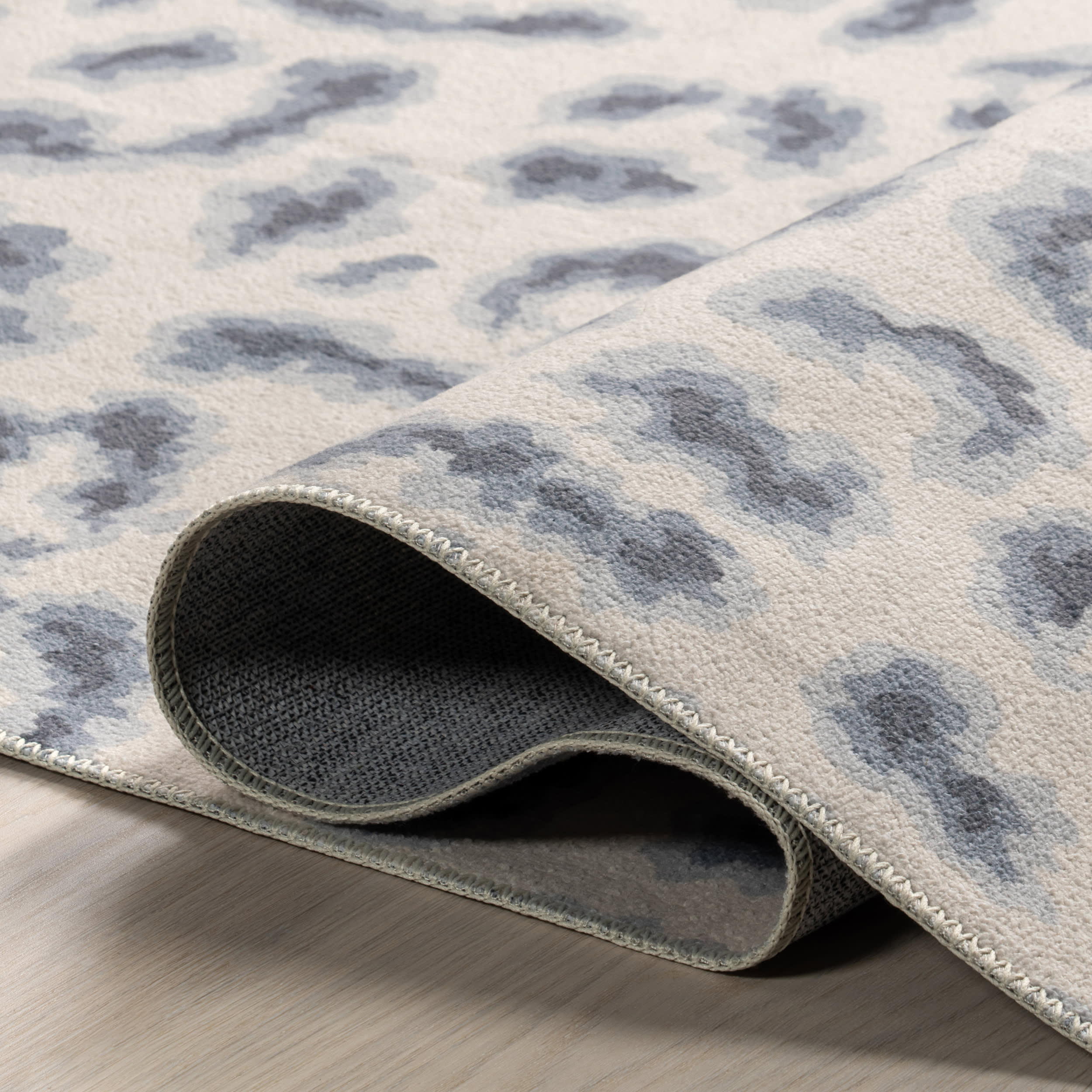 Tessa Leopard Washable Rug | Blue - Image 9