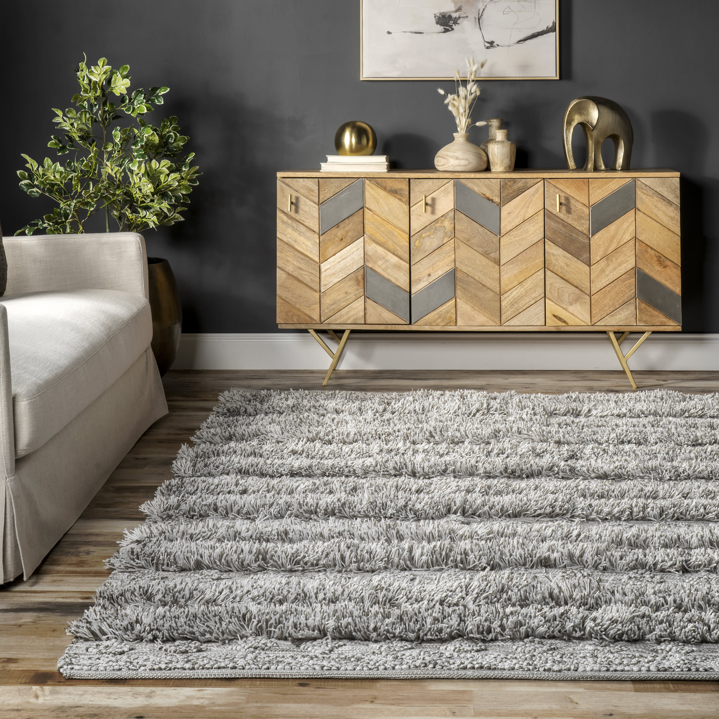 Textured Banded Rug | Grey - Image 4