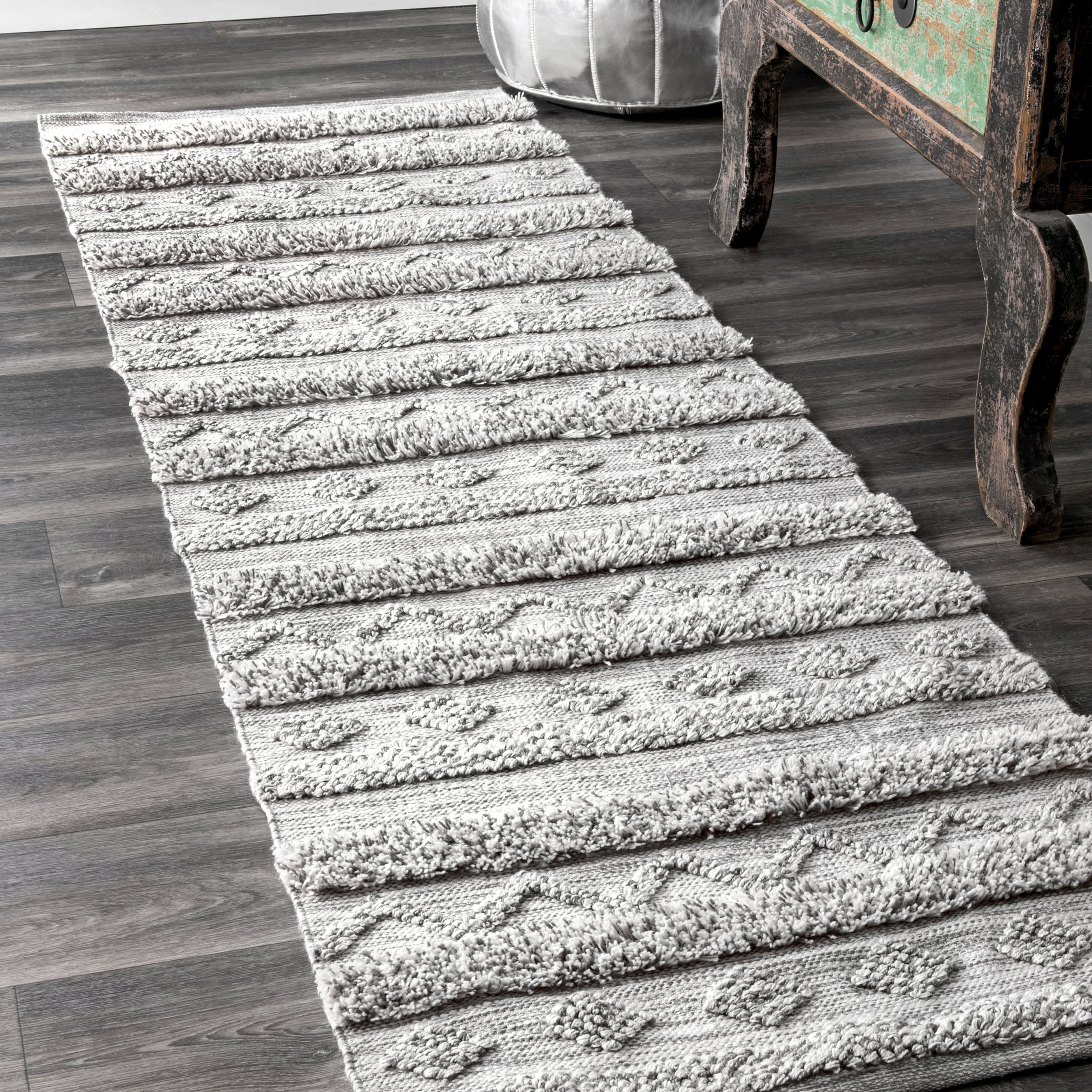 Textured Banded Rug | Grey - Image 2