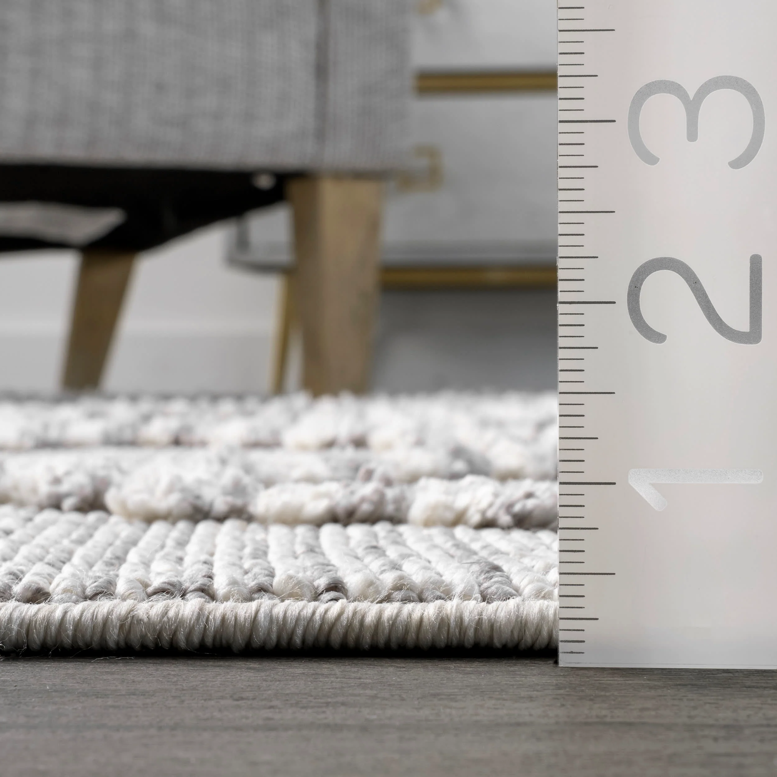 Textured Cable Trellis Tassel Rug | Grey - Image 5