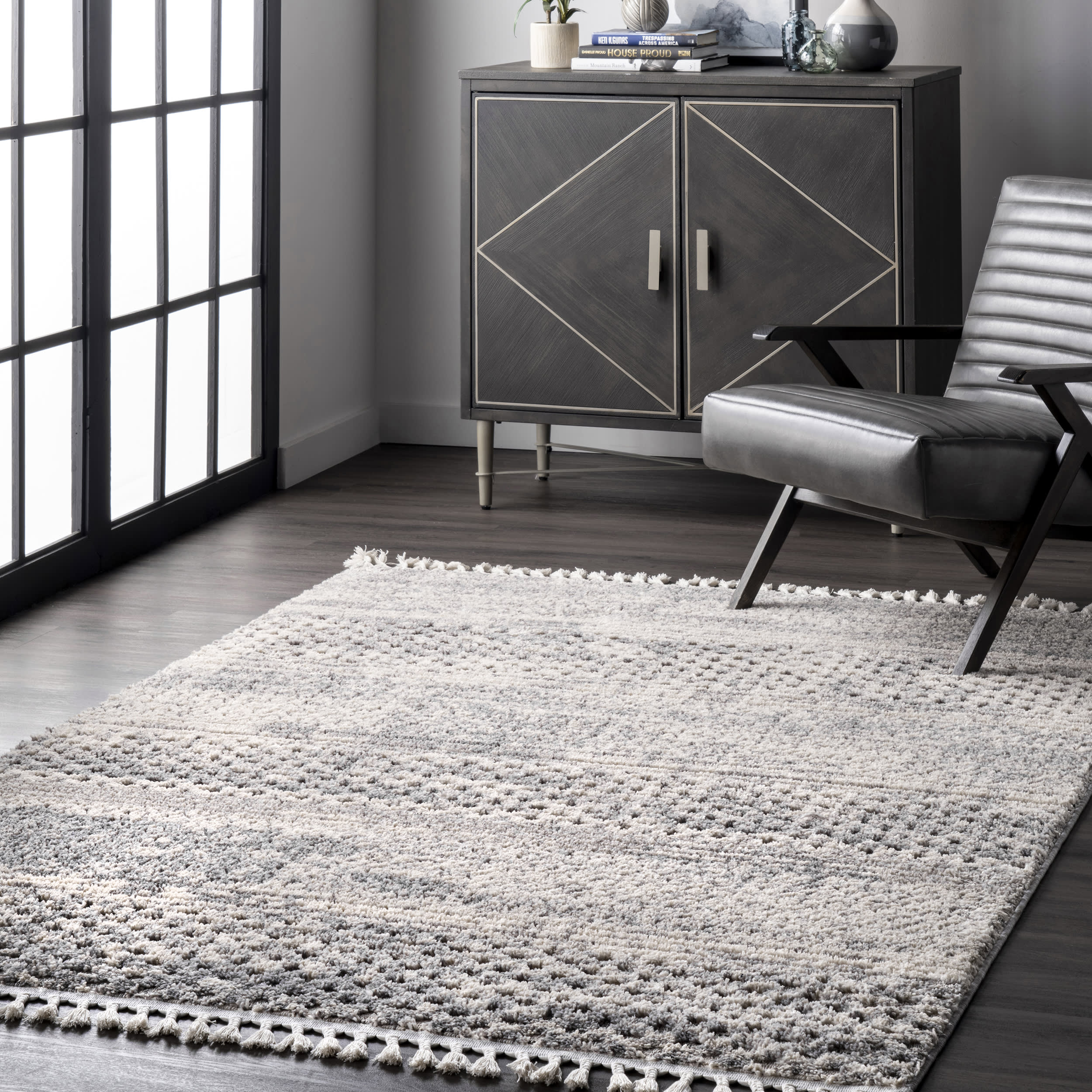 Textured Cloudy Sky Rug | Grey - Image 2