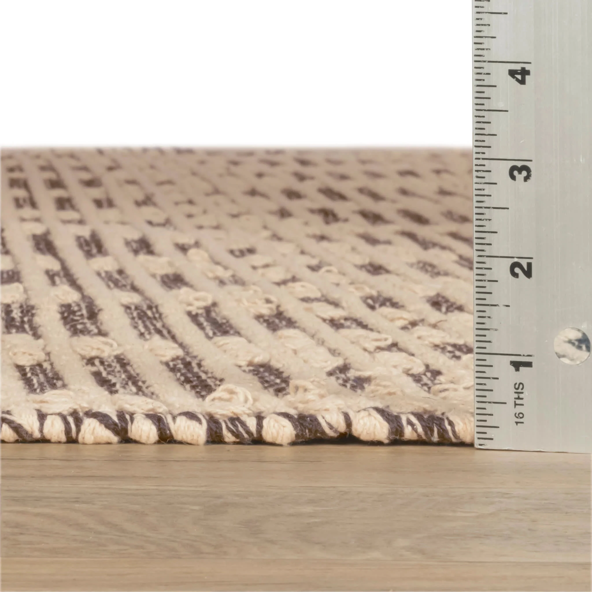 Textured Diamond Handwoven Cotton Rug | Blue/Ivory - Image 4