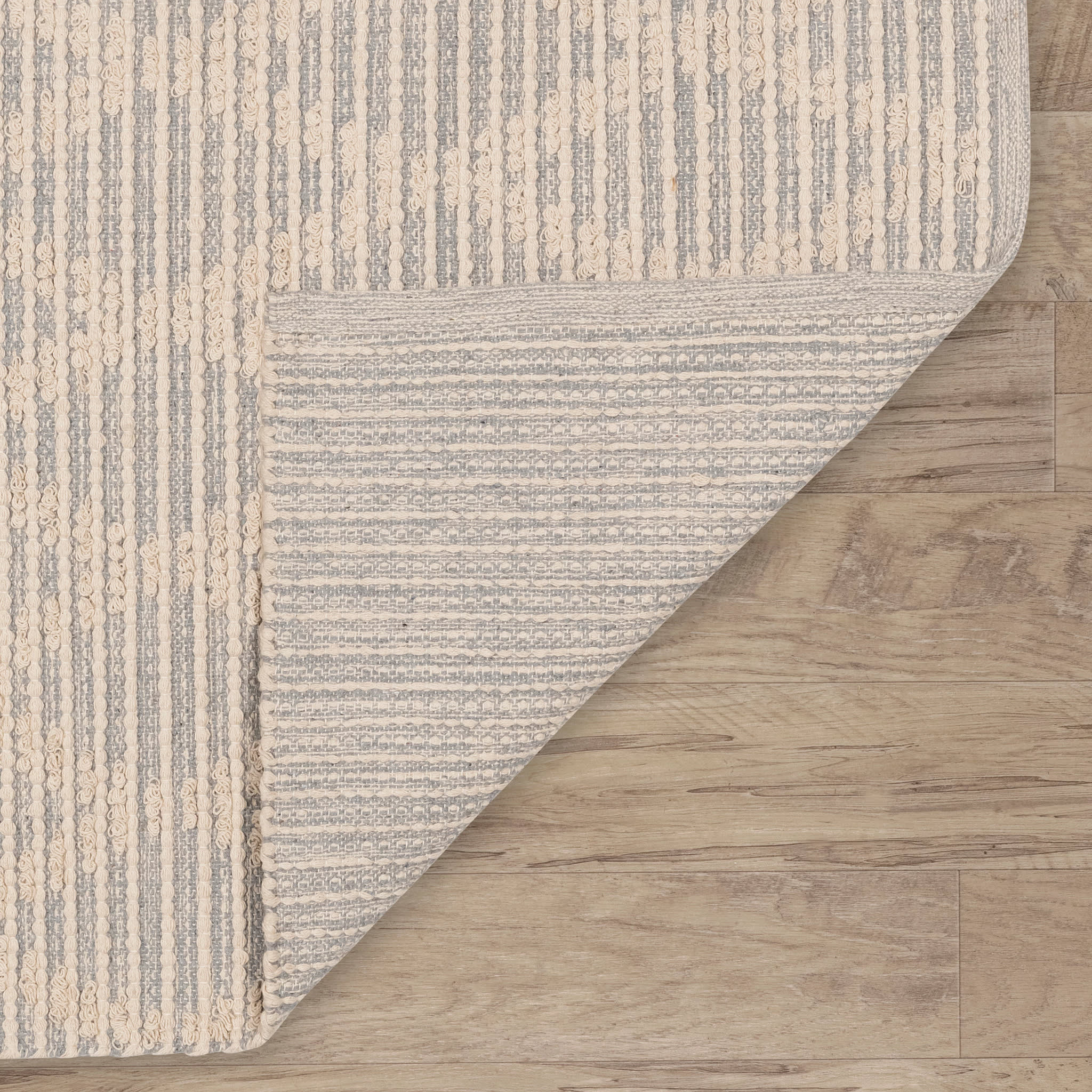 Textured Diamond Handwoven Cotton Rug | Grey/Ivory - Image 6